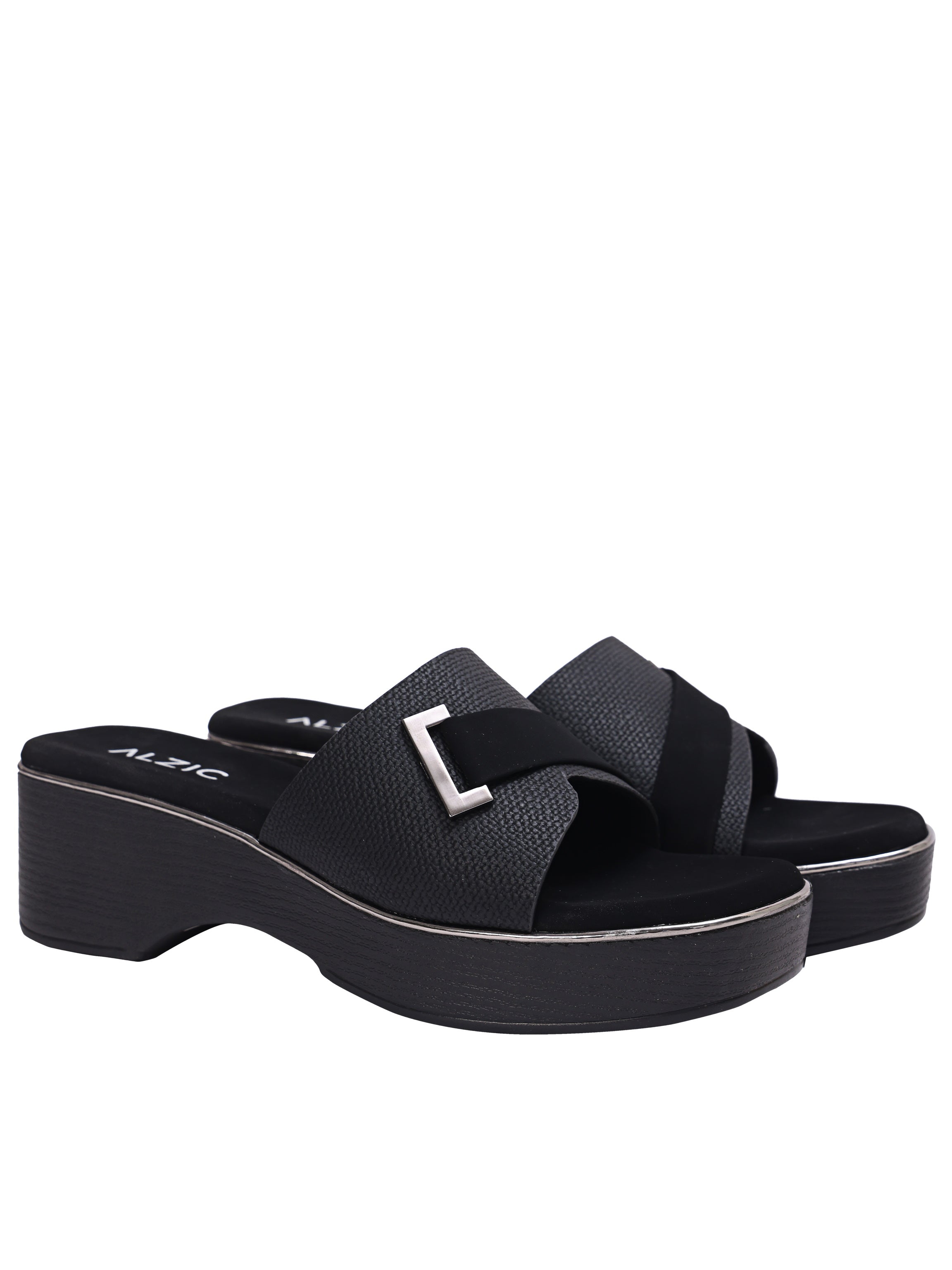 Classic Black Comfort Platform Sandals