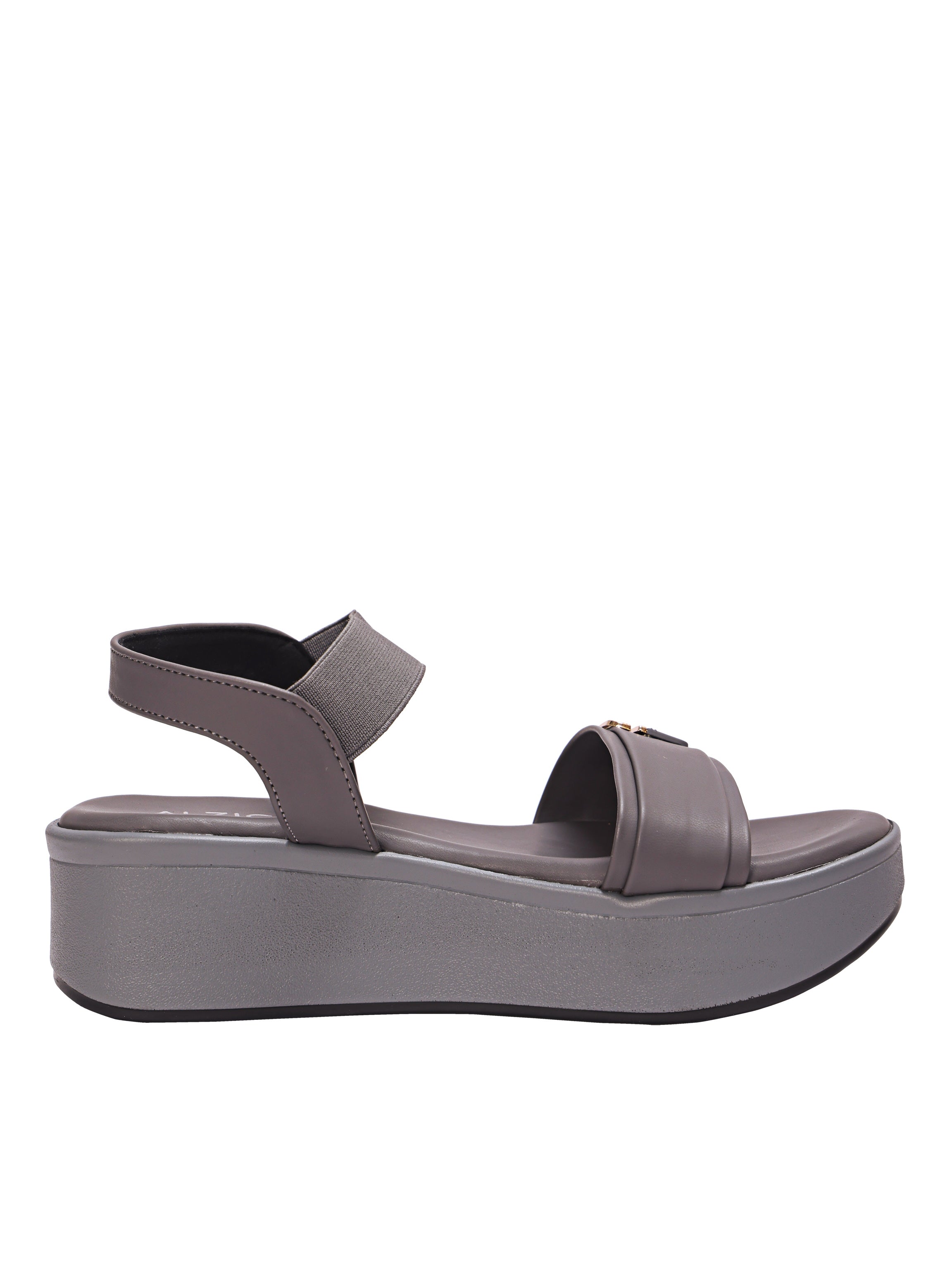 Women’s Grey Platform Wedge Sandals – Comfortable Velcro Strap Slip-On | Daily Wear Casual Footwear