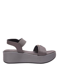 Women’s Grey Platform Wedge Sandals – Comfortable Velcro Strap Slip-On | Daily Wear Casual Footwear