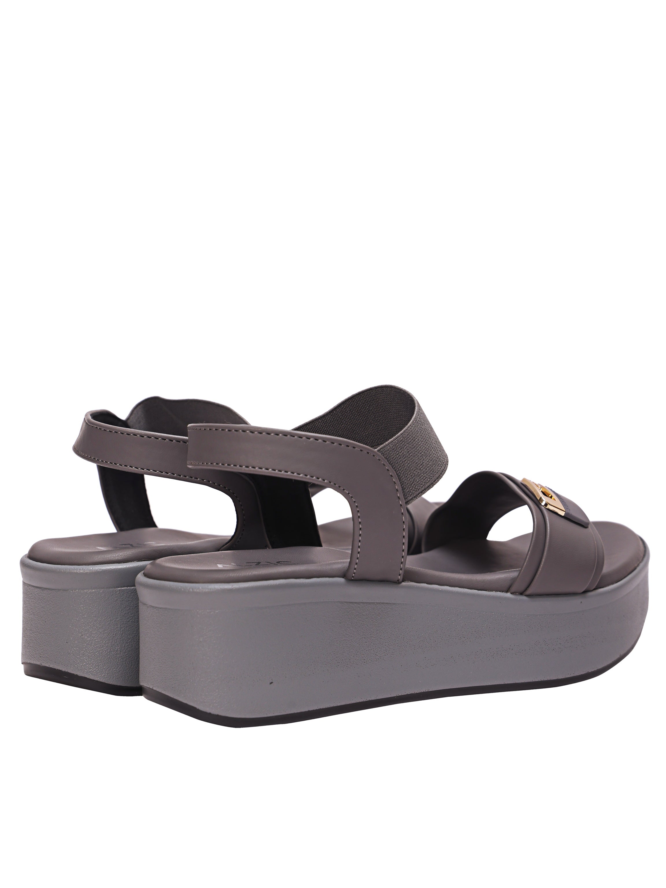 Women’s Grey Platform Wedge Sandals – Comfortable Velcro Strap Slip-On | Daily Wear Casual Footwear