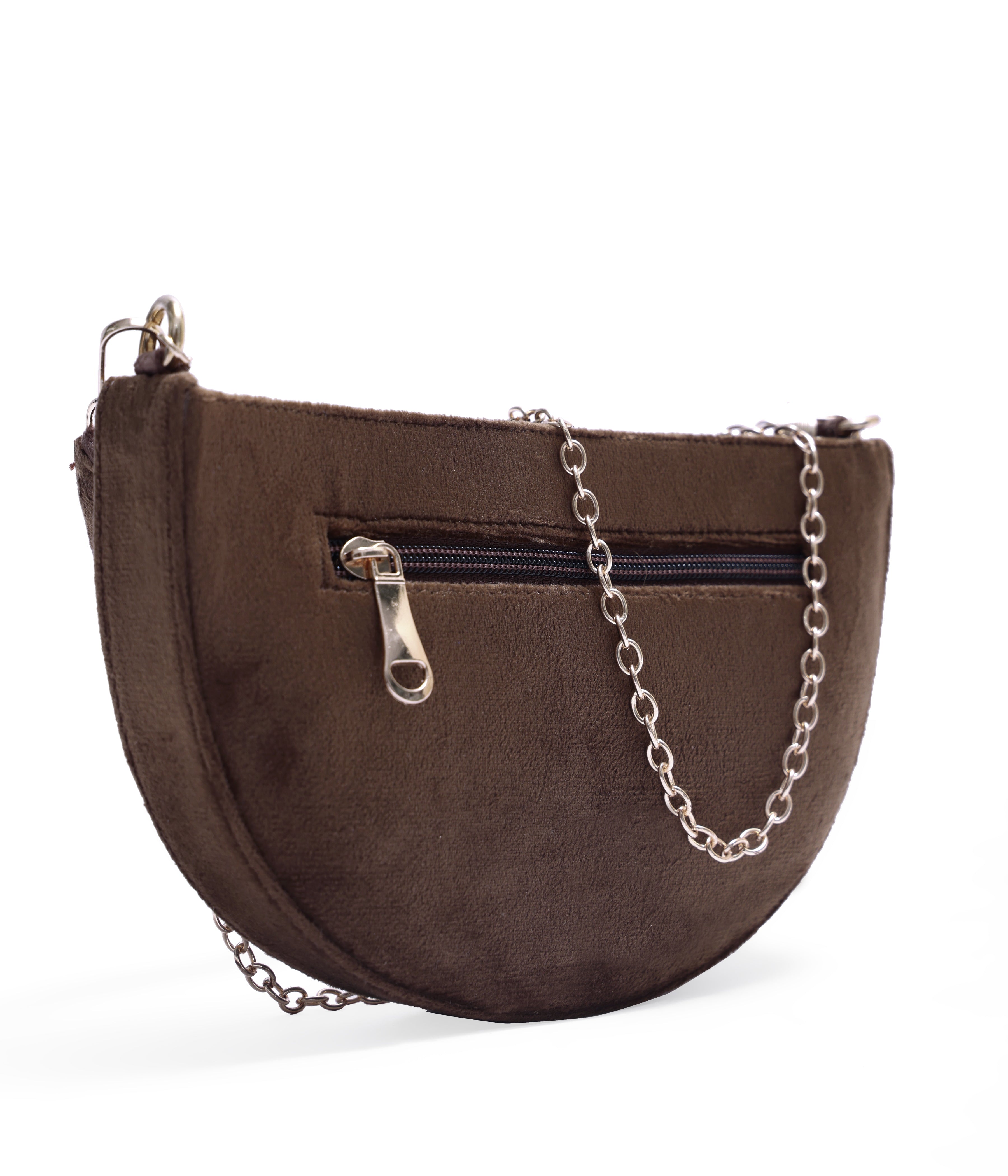 Alzic Handcrafted Embroidered Half-Moon Clutch Bag with flap for Women