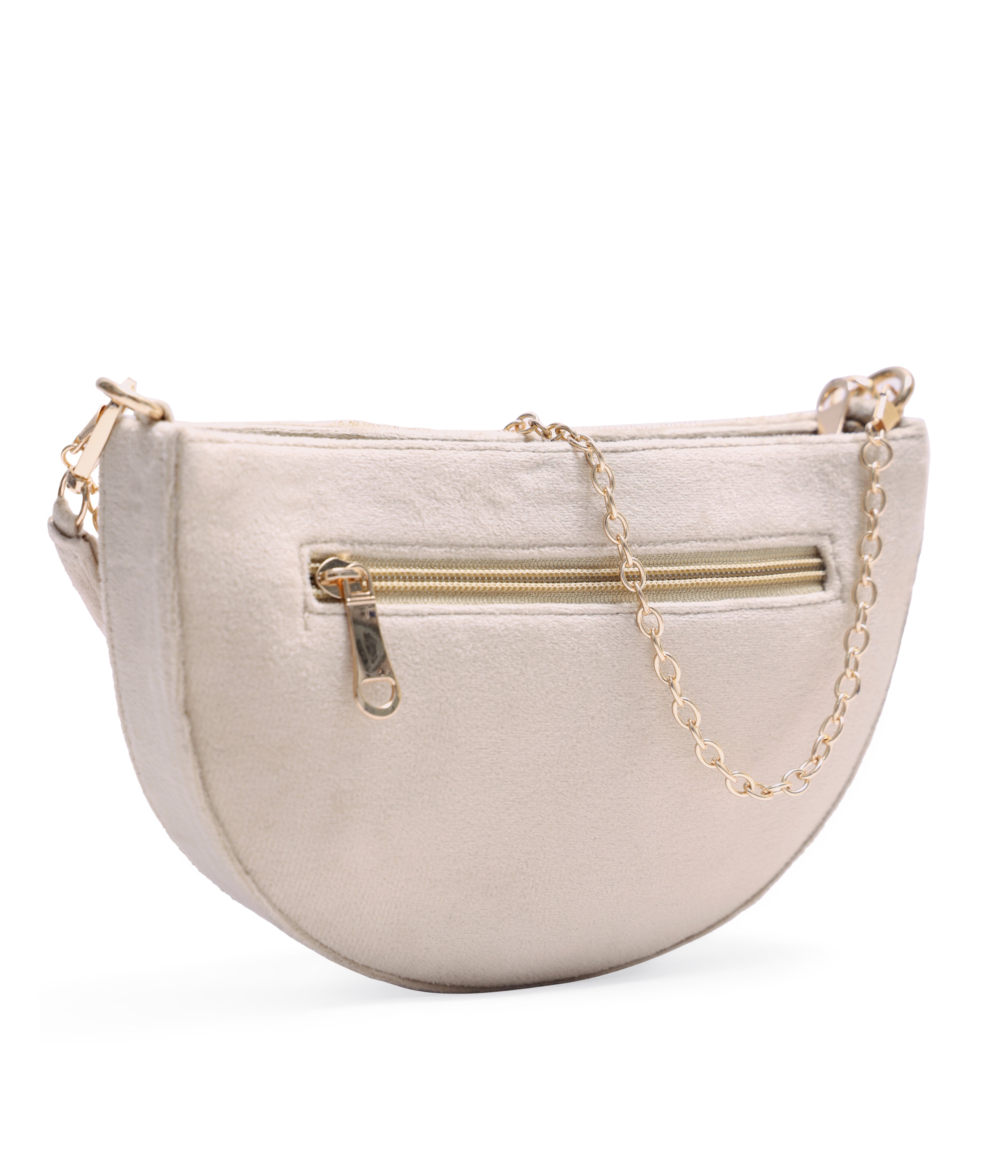 Alzic Handcrafted Embroidered Half-Moon Clutch Bag with flap for Women