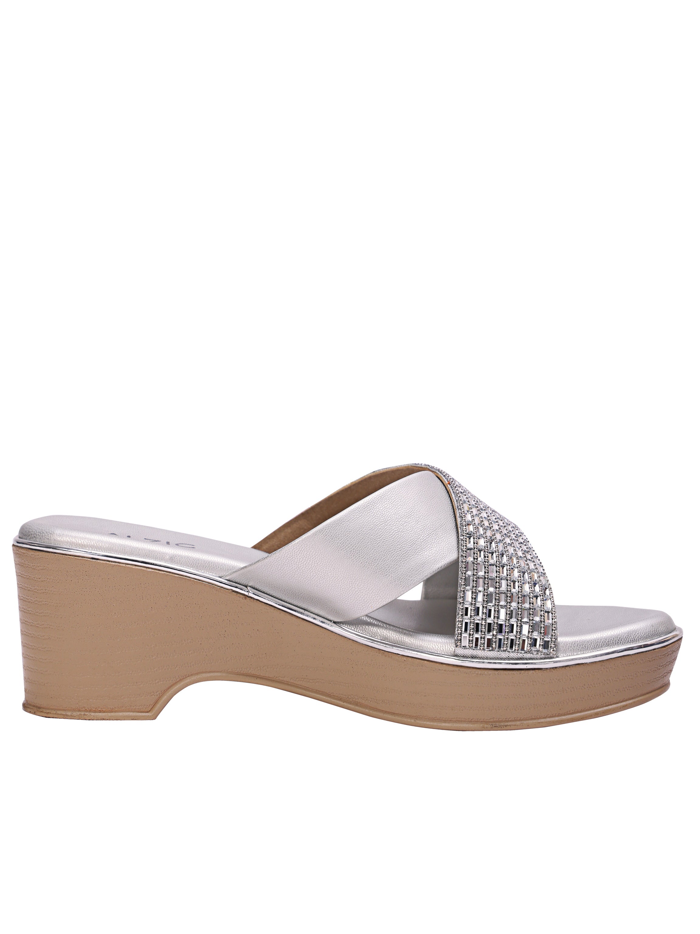 Women’s Black Rhinestone Cross Strap Wedge Sandals – Comfortable Platform Slip-On Heels for Party & Daily Wear