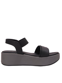 Women’s Black Platform Wedge Sandals – Comfortable Velcro Strap Slip-On | Daily Wear Casual Footwear
