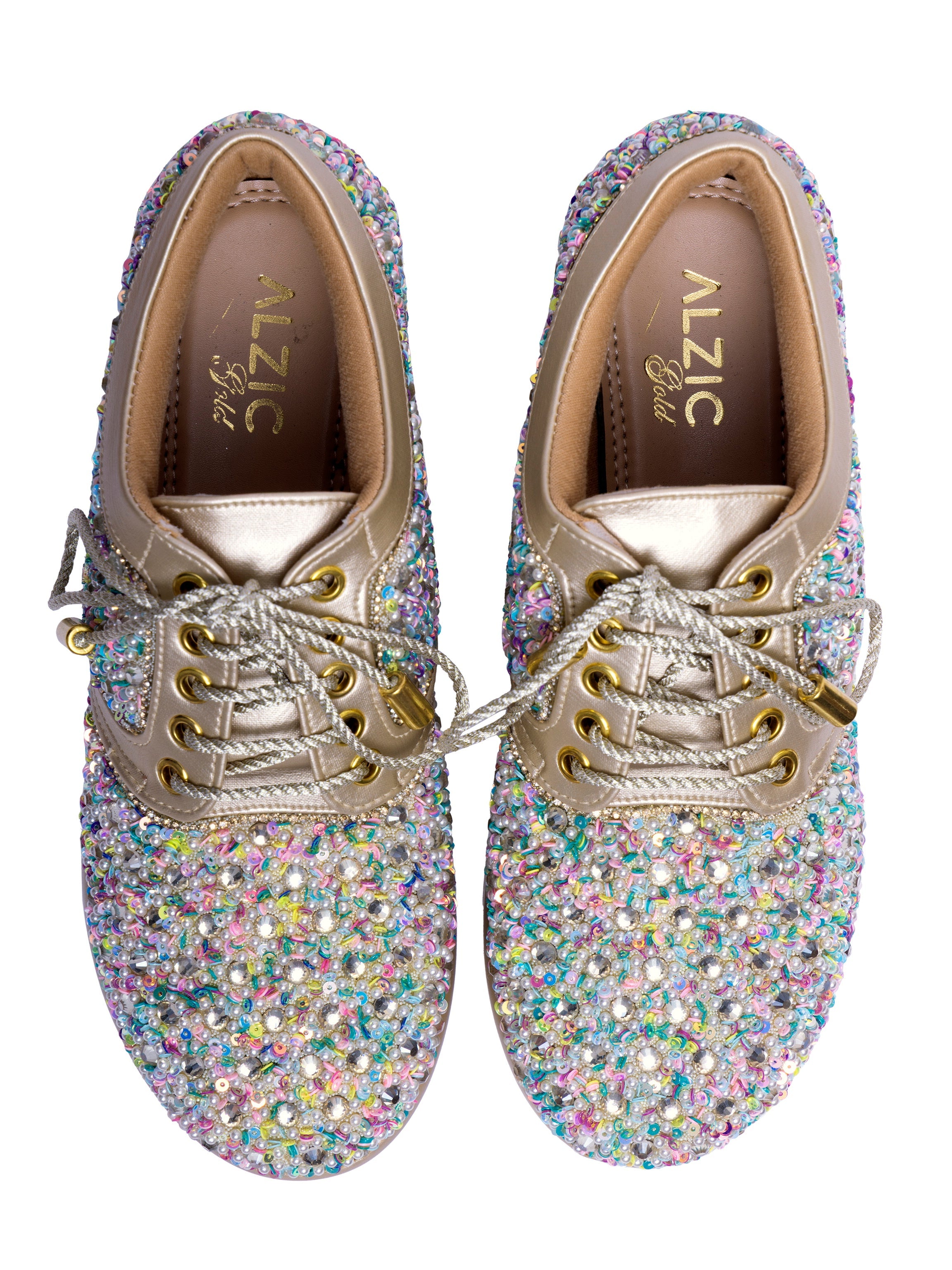 Crystal Burst Golden Bridal Platform Sneakers