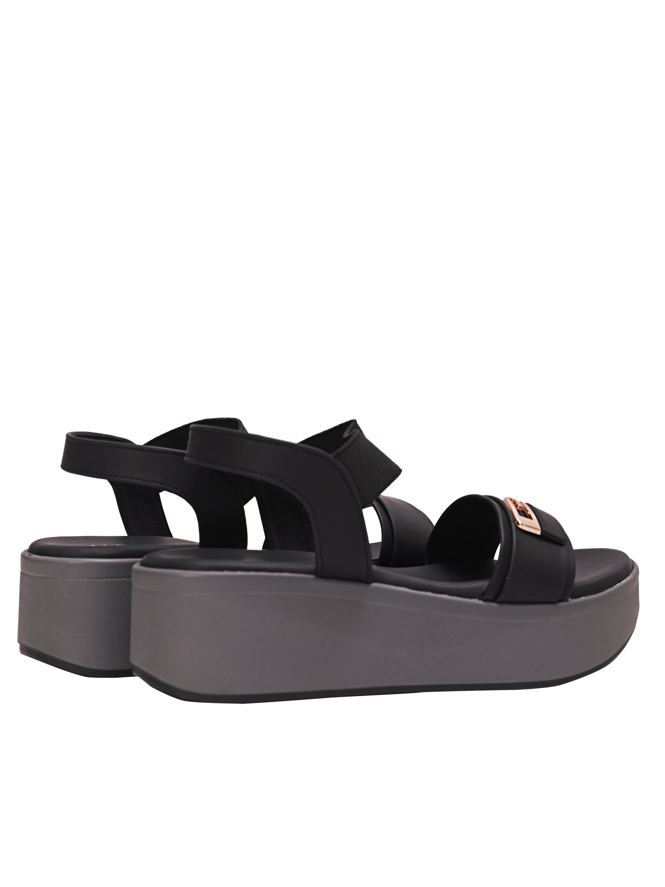Women’s Black Platform Wedge Sandals – Comfortable Velcro Strap Slip-On | Daily Wear Casual Footwear