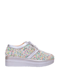 Crystal Burst Silver Bridal Platform Sneakers
