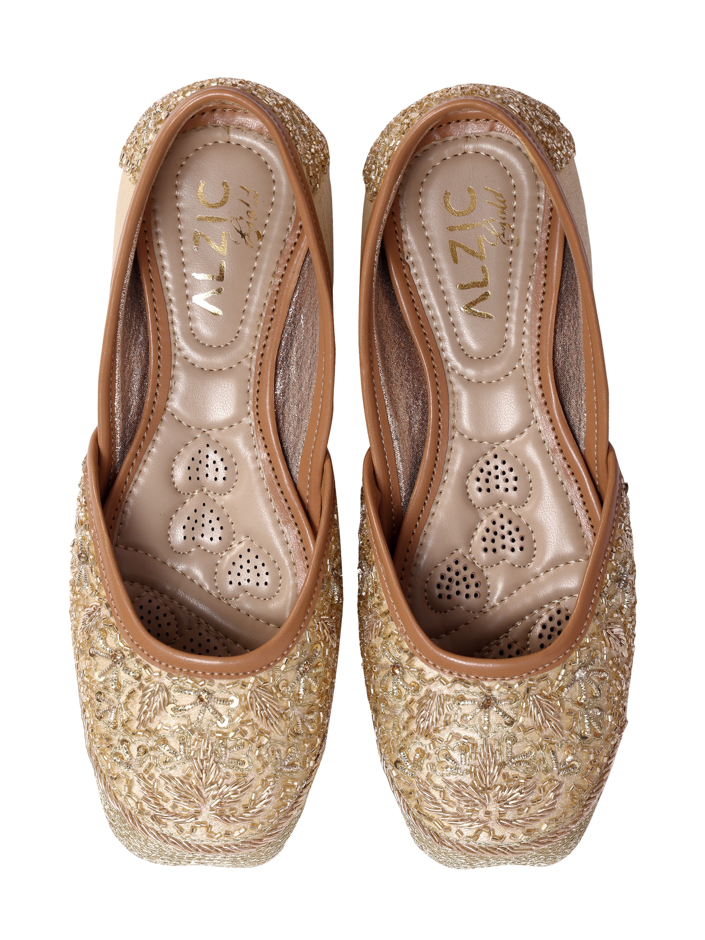 Royal Gold Hand-Embroidered Juttis – Festive Edition
