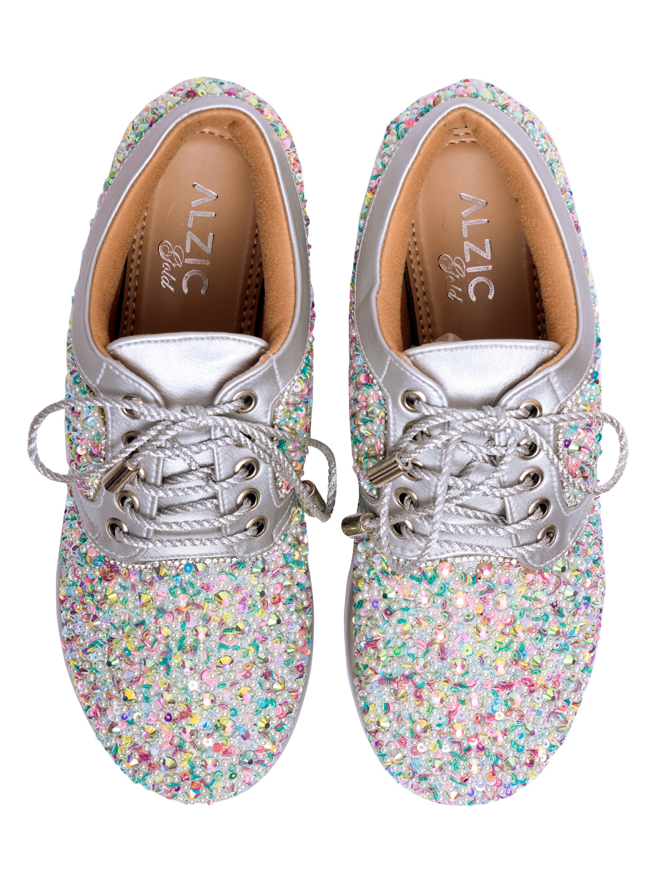 Crystal Burst Silver Bridal Platform Sneakers