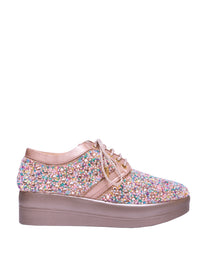 Crystal Burst Rose Gold Bridal Platform Sneakers