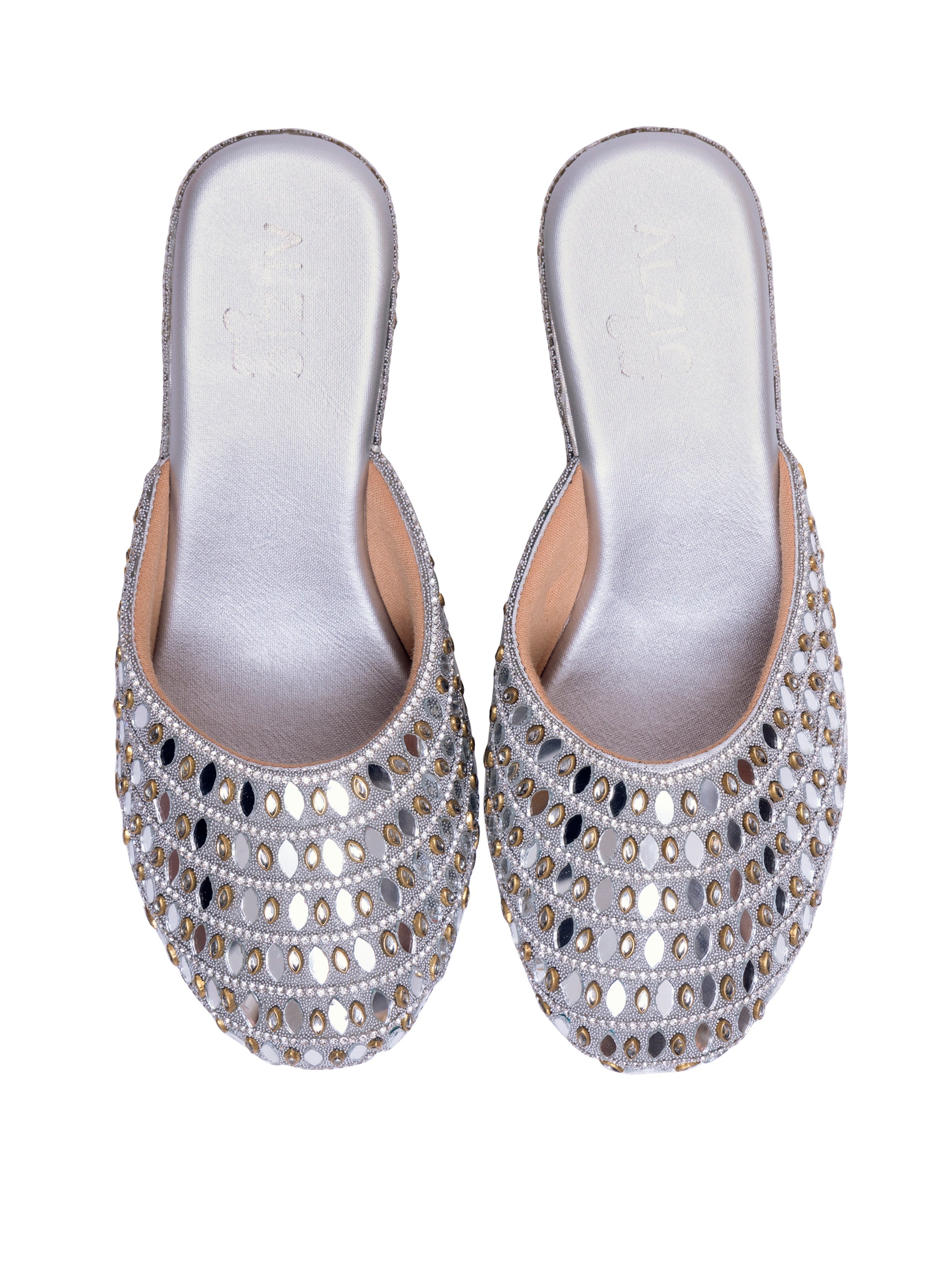 Handcrafted Mirror Work Platform Wedge Mules for Women | Bridal & Festive Ethnic Slip-On Heels