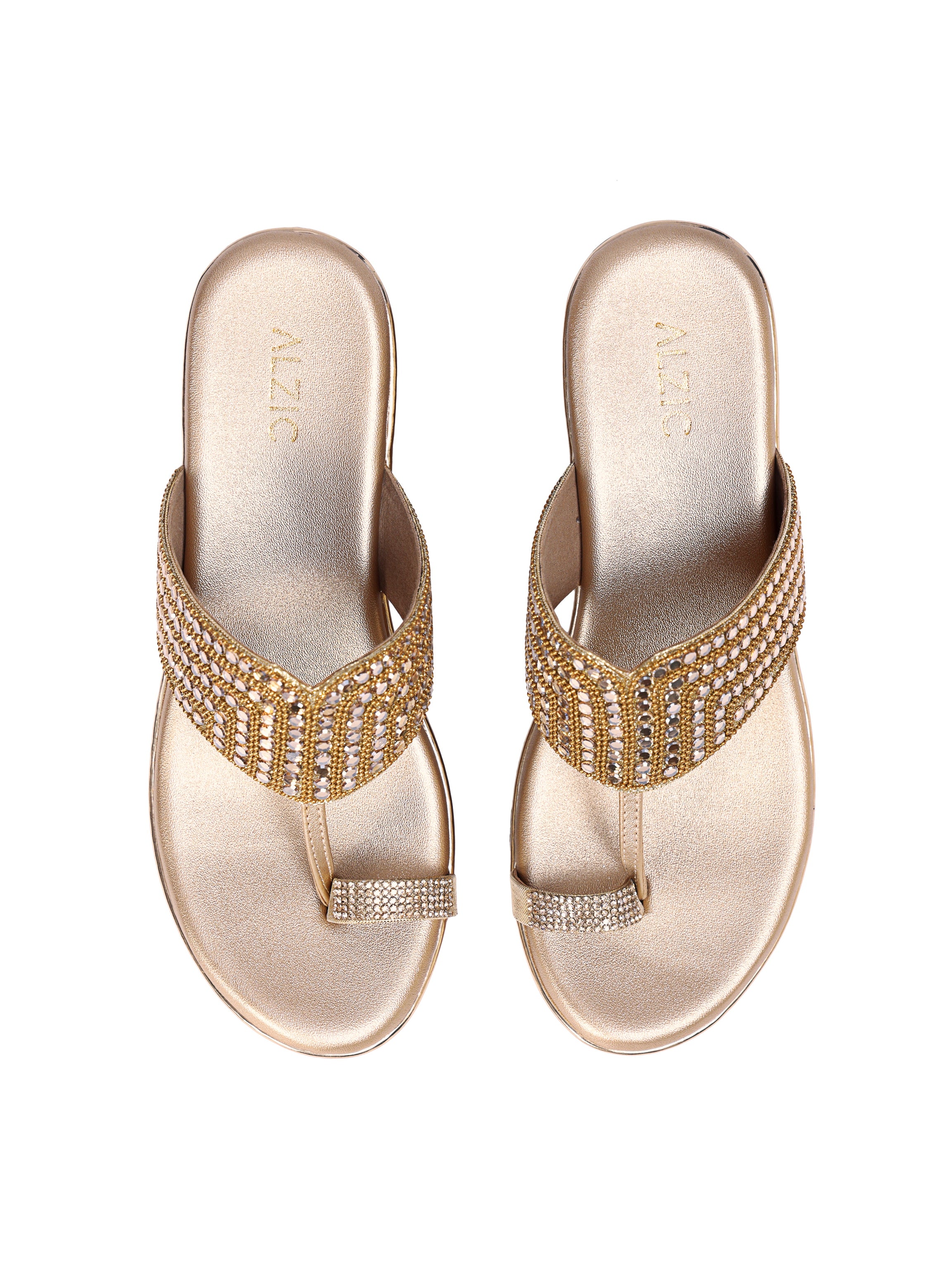 Golden Glow Embellished Wedge Sandals for Womens
