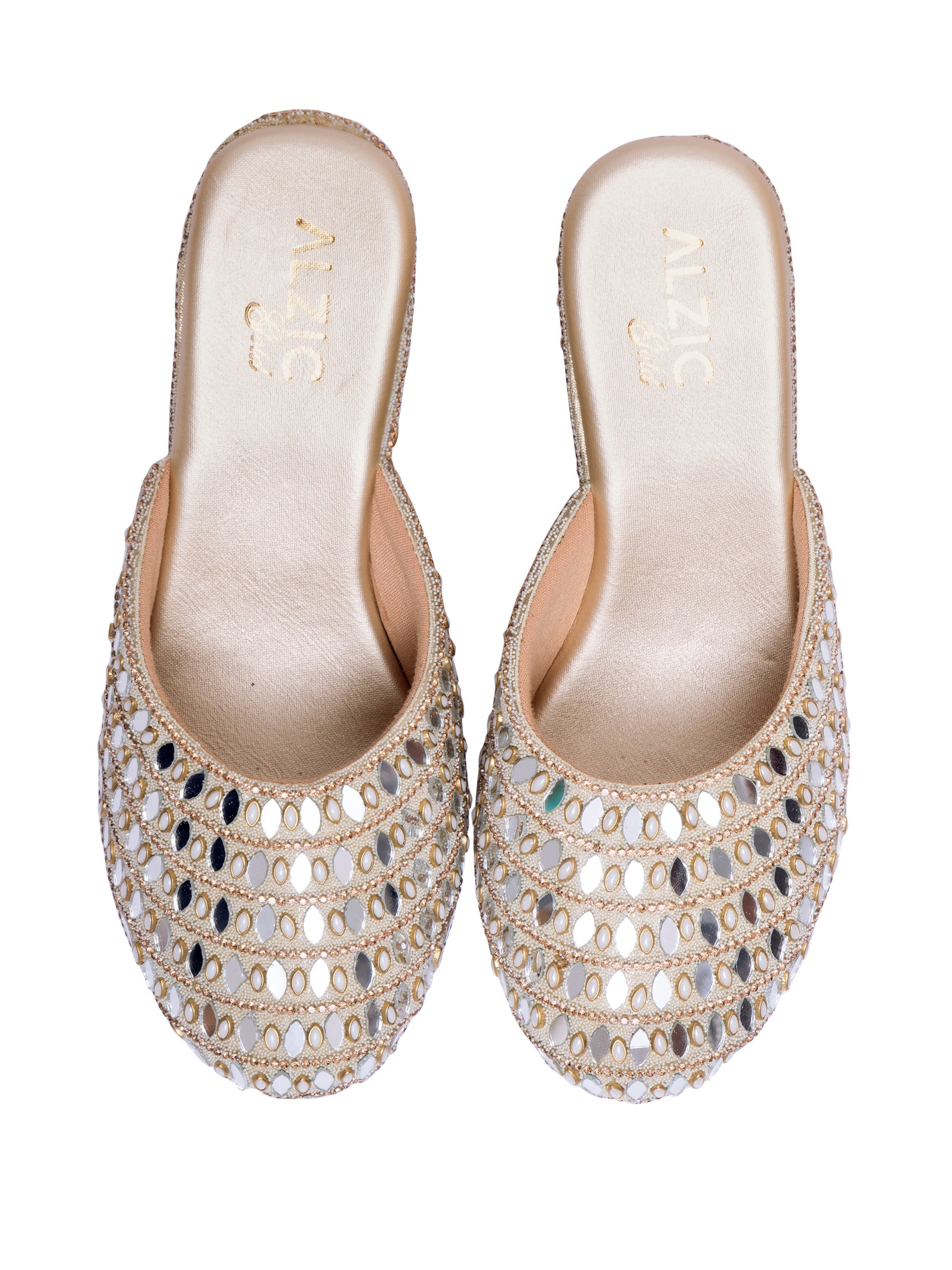 Handcrafted Mirror Work Platform Wedge Mules for Women | Bridal & Festive Ethnic Slip-On Heels