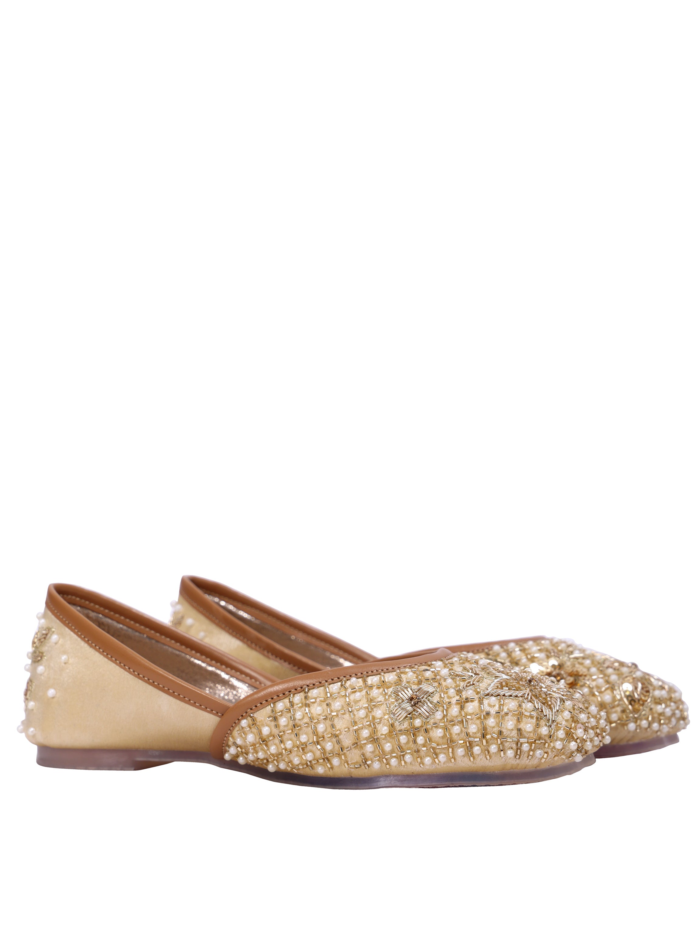 Golden Paisley Hand-Embroidered Juttis