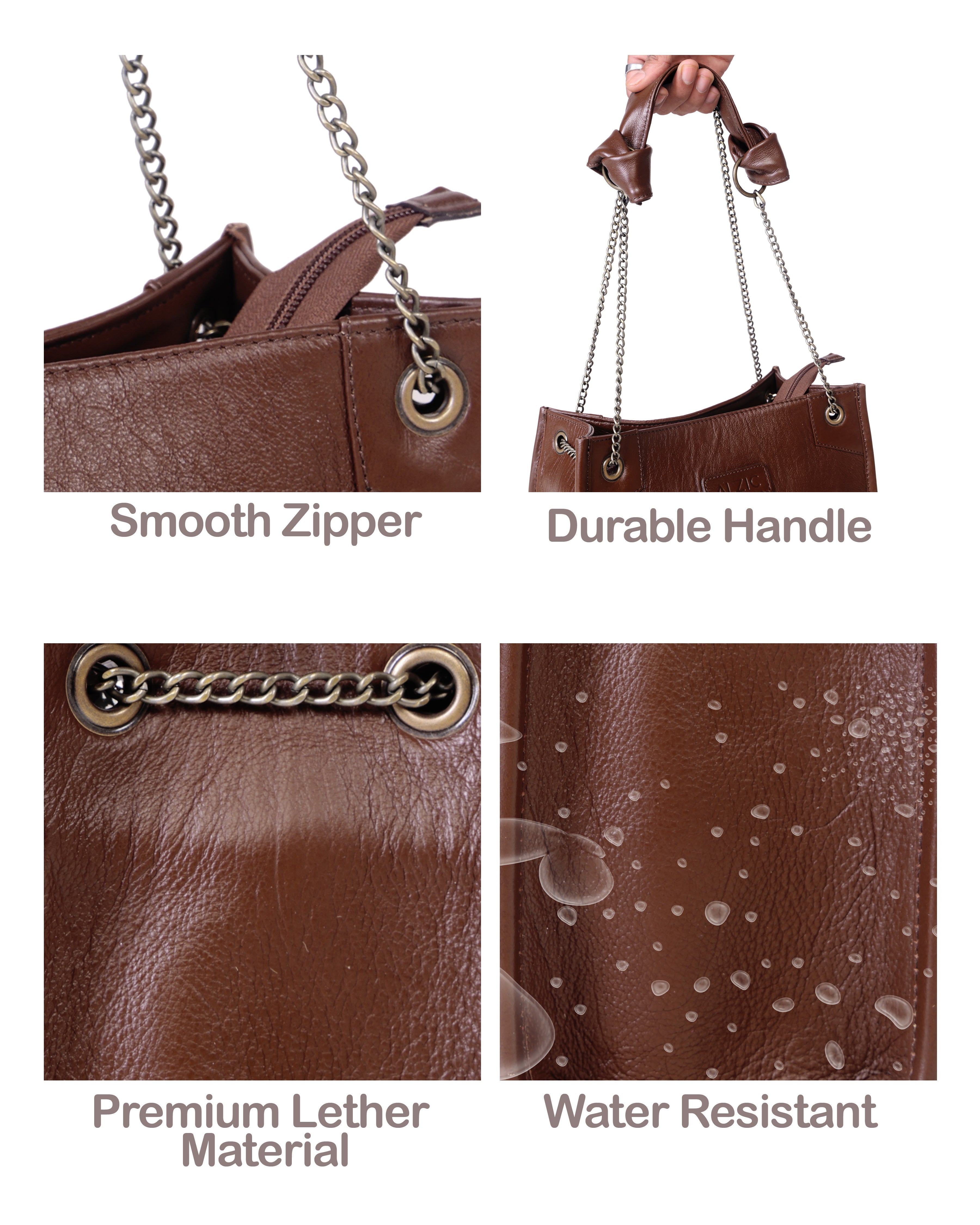 Stylish Leather Handbag with Chain Strap