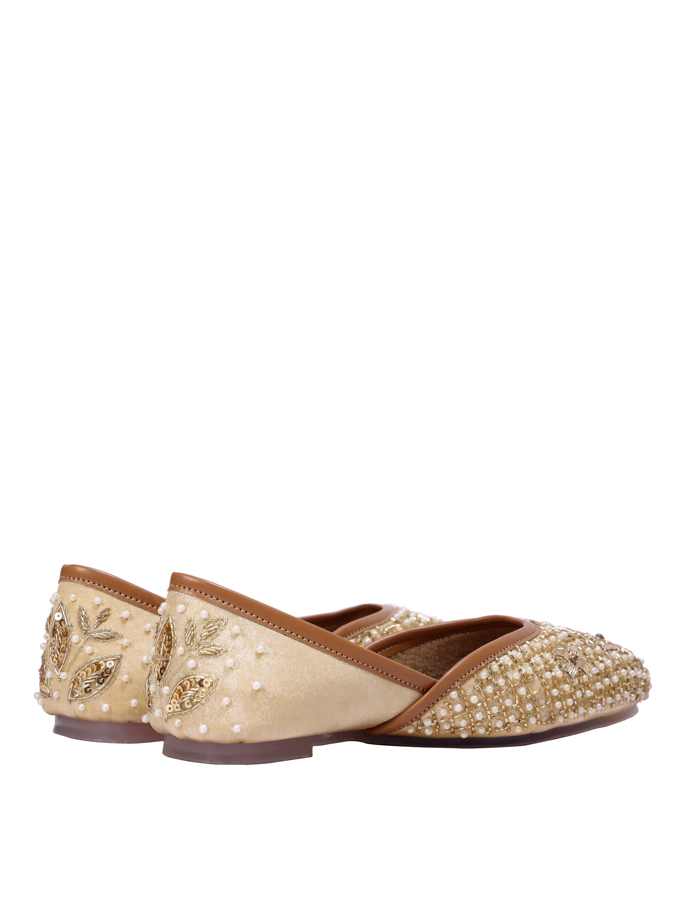 Golden Paisley Hand-Embroidered Juttis