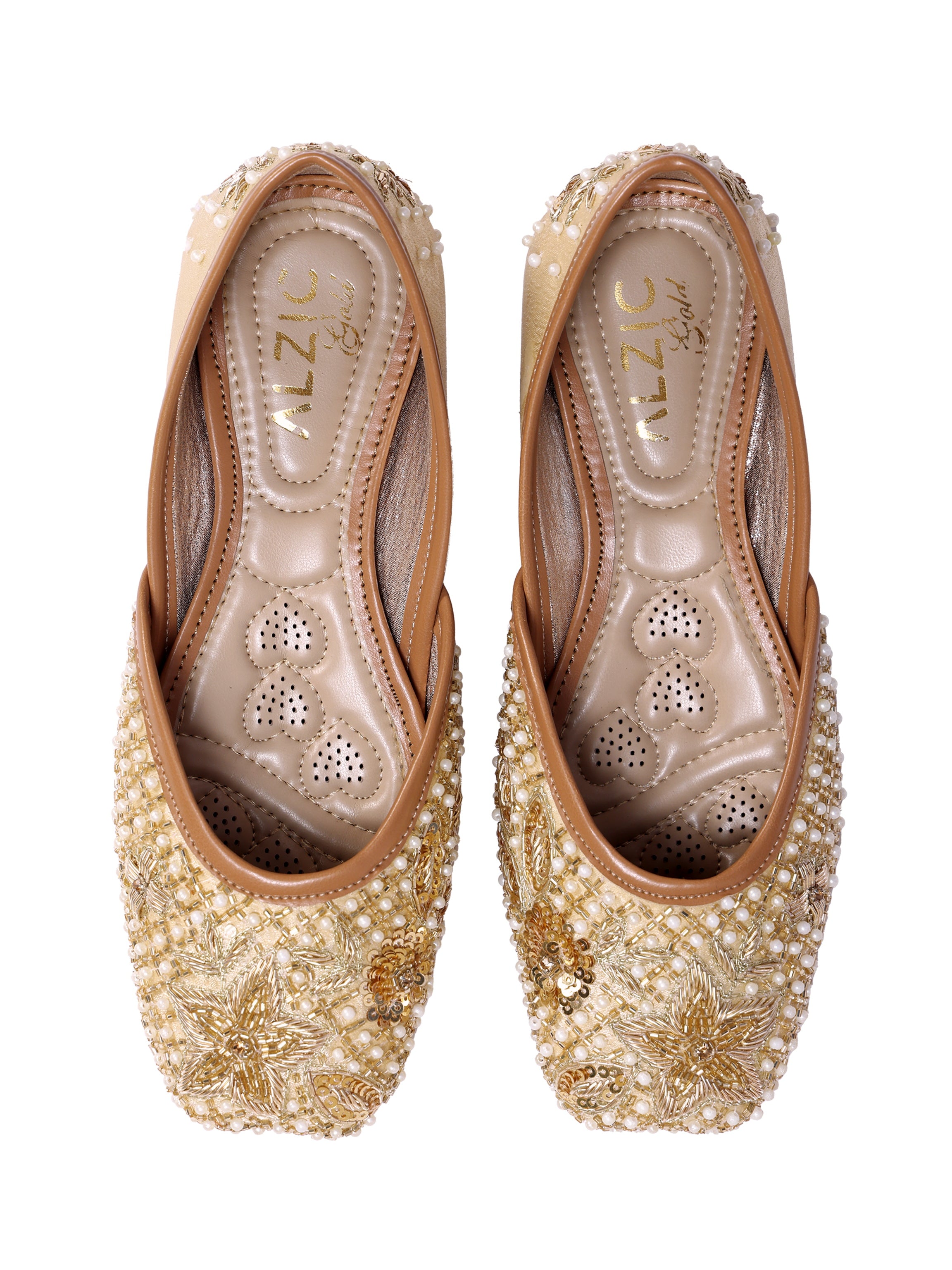 Golden Paisley Hand-Embroidered Juttis