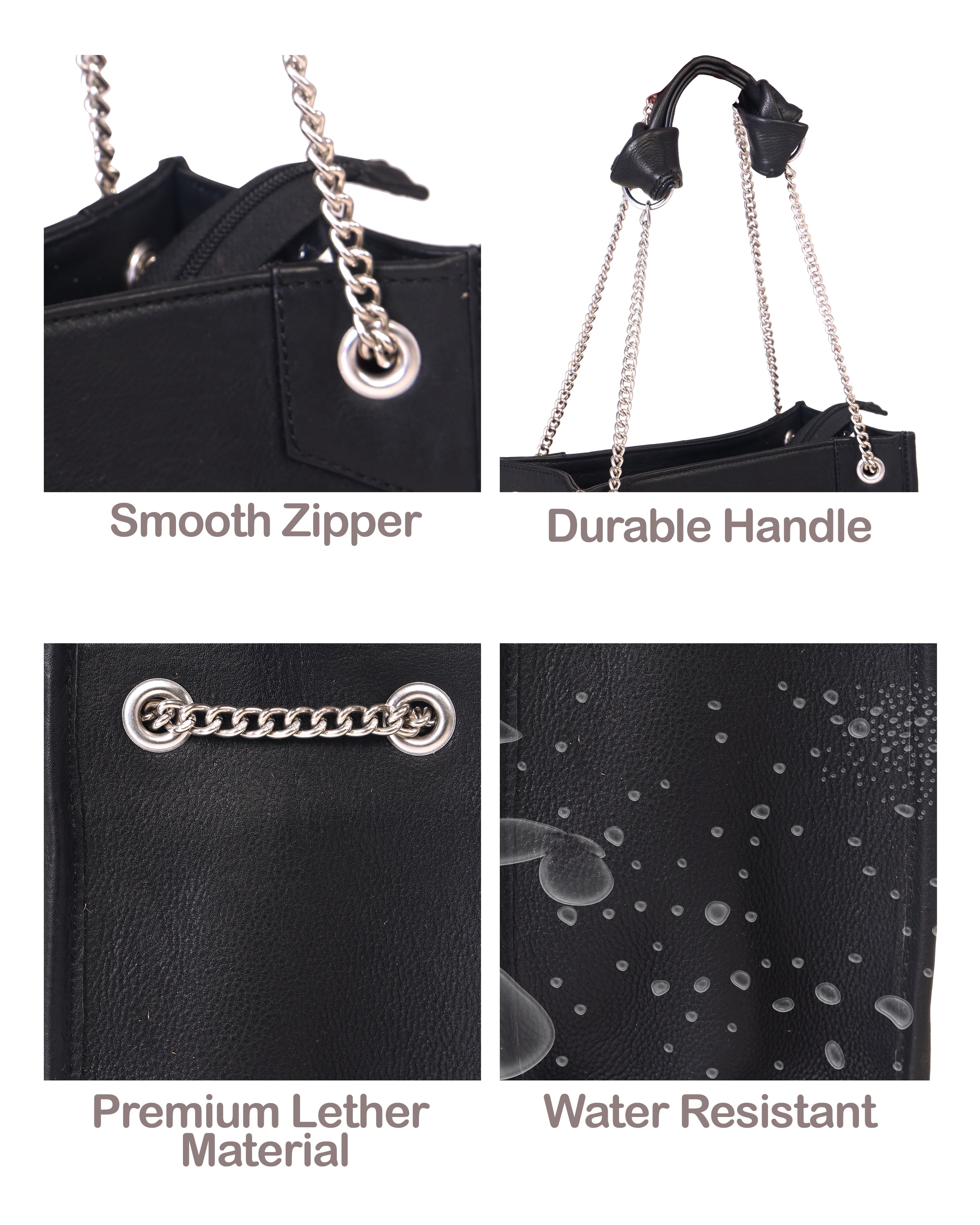Stylish Leather Handbag with Chain Strap