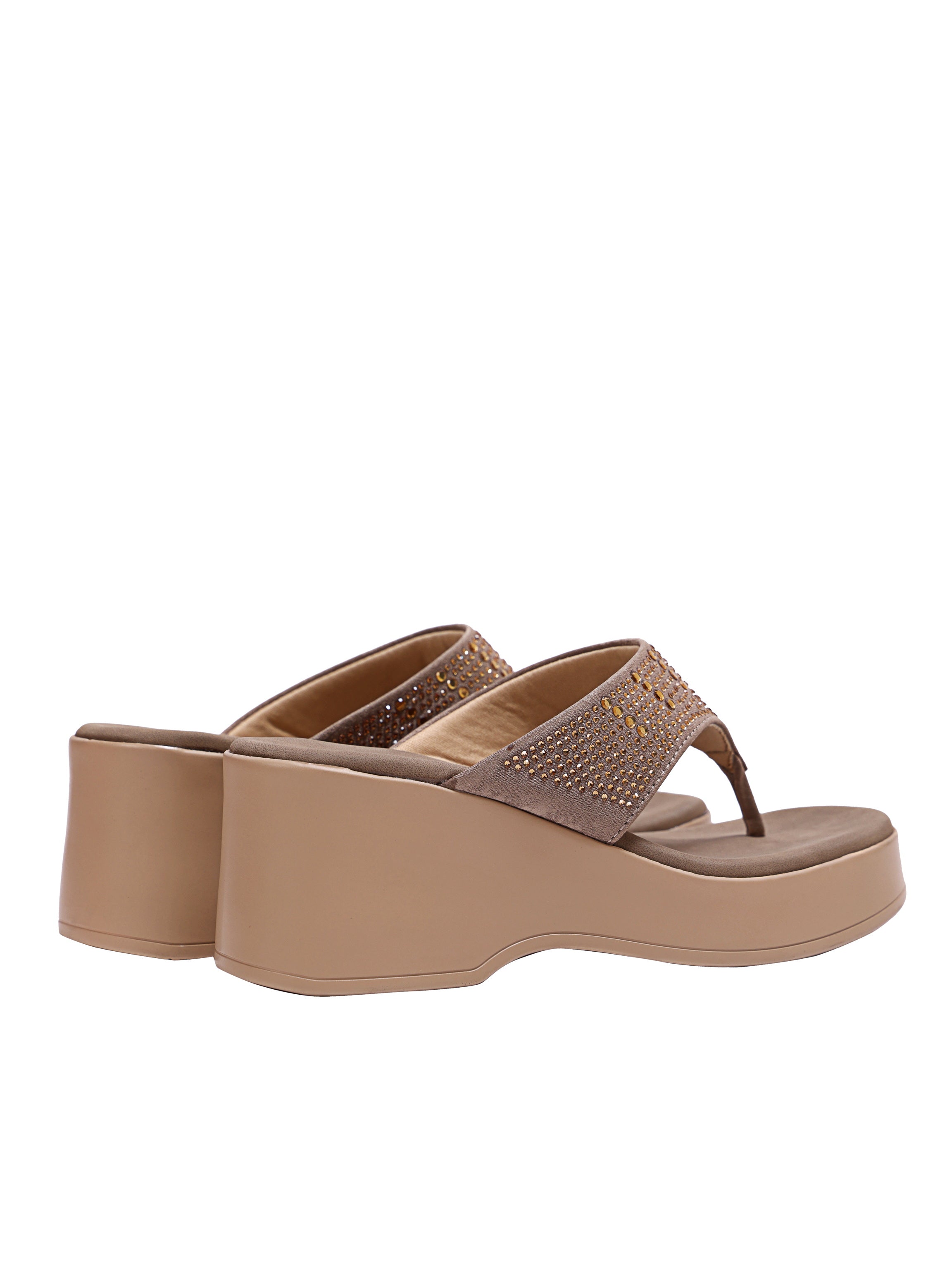 Golden Mocha Sparkle Wedge Toe-Ring Sandals