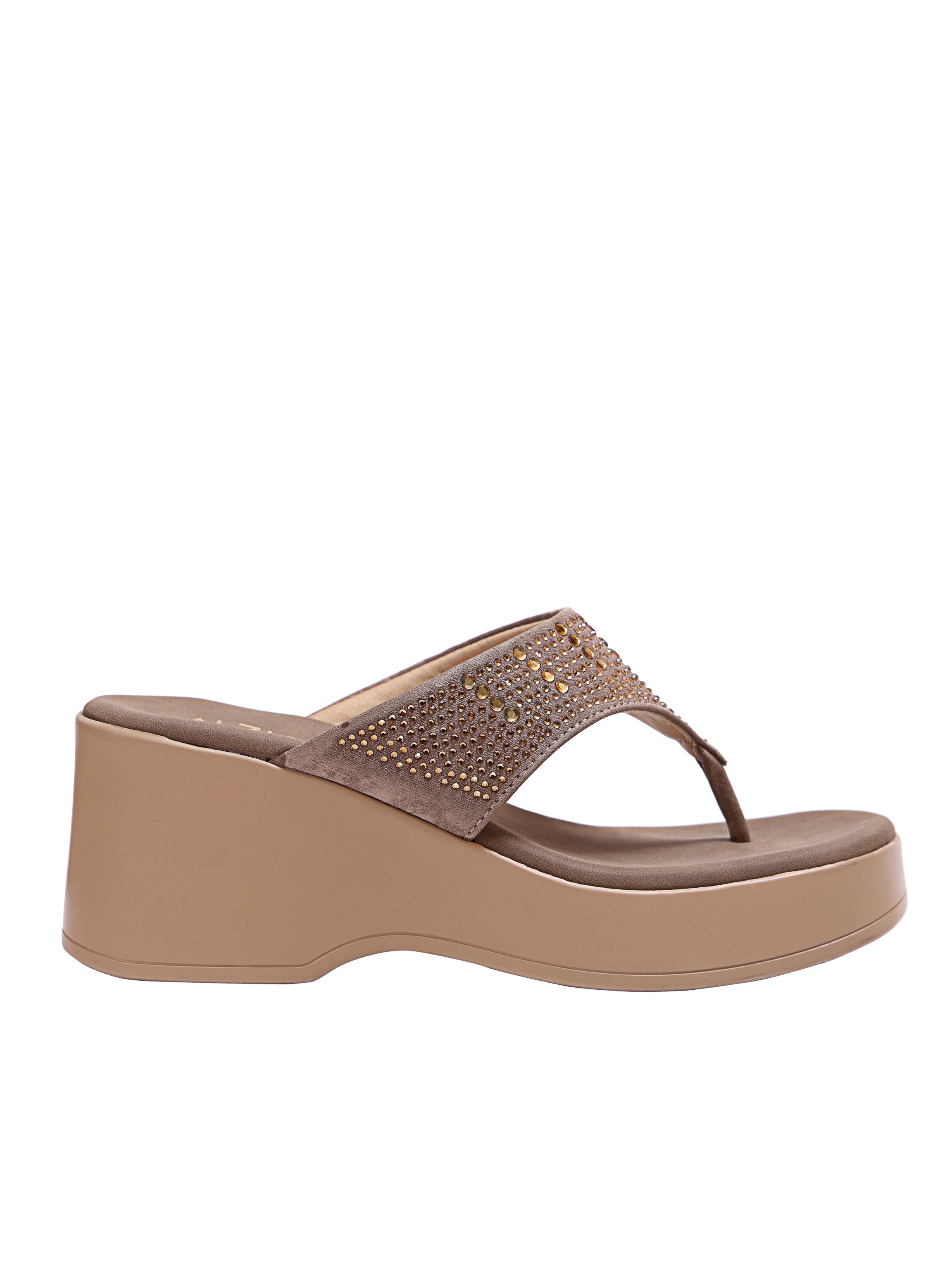 Golden Mocha Sparkle Wedge Toe-Ring Sandals