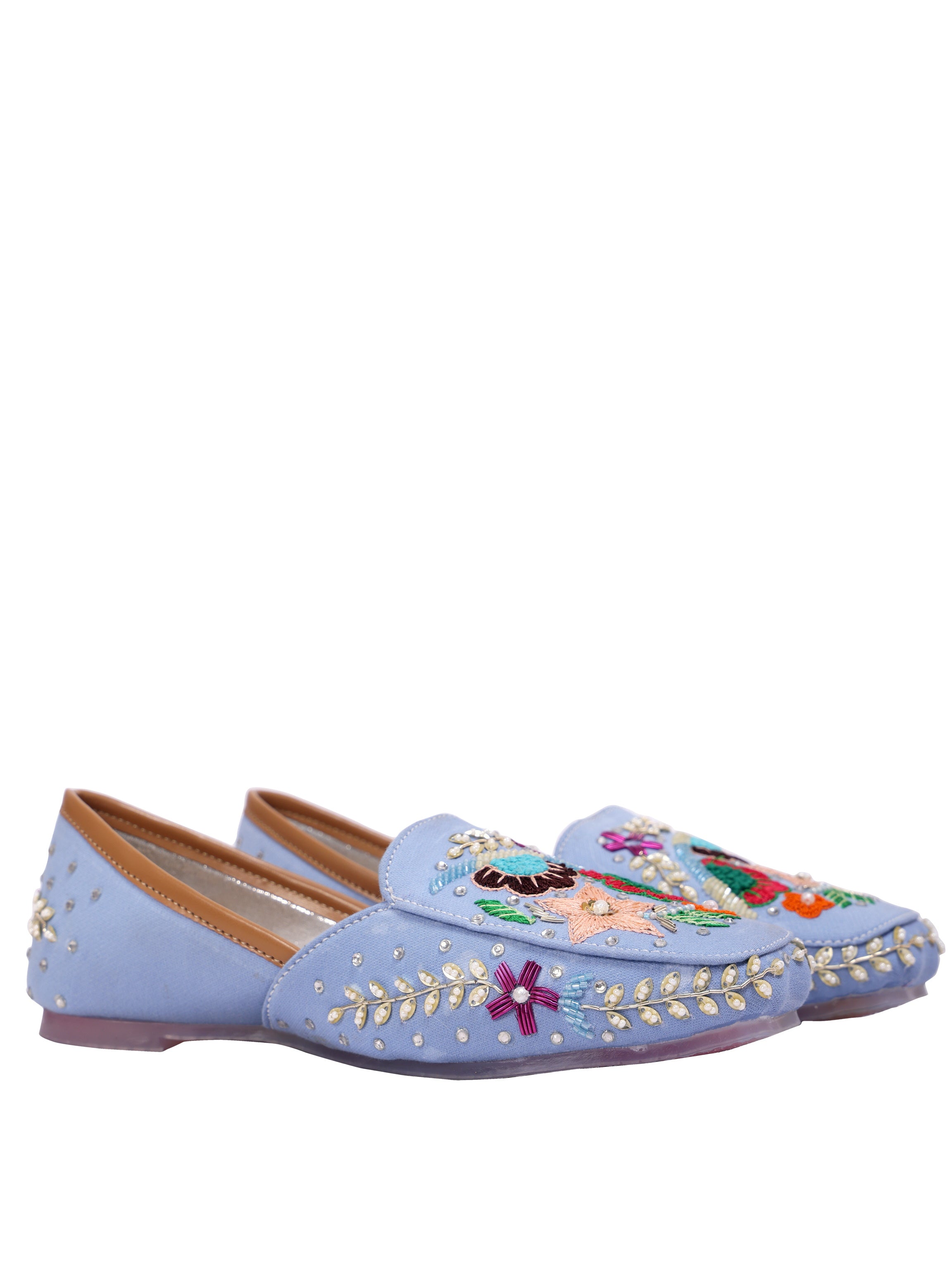Noor Sky Blue Handcrafted Juttis