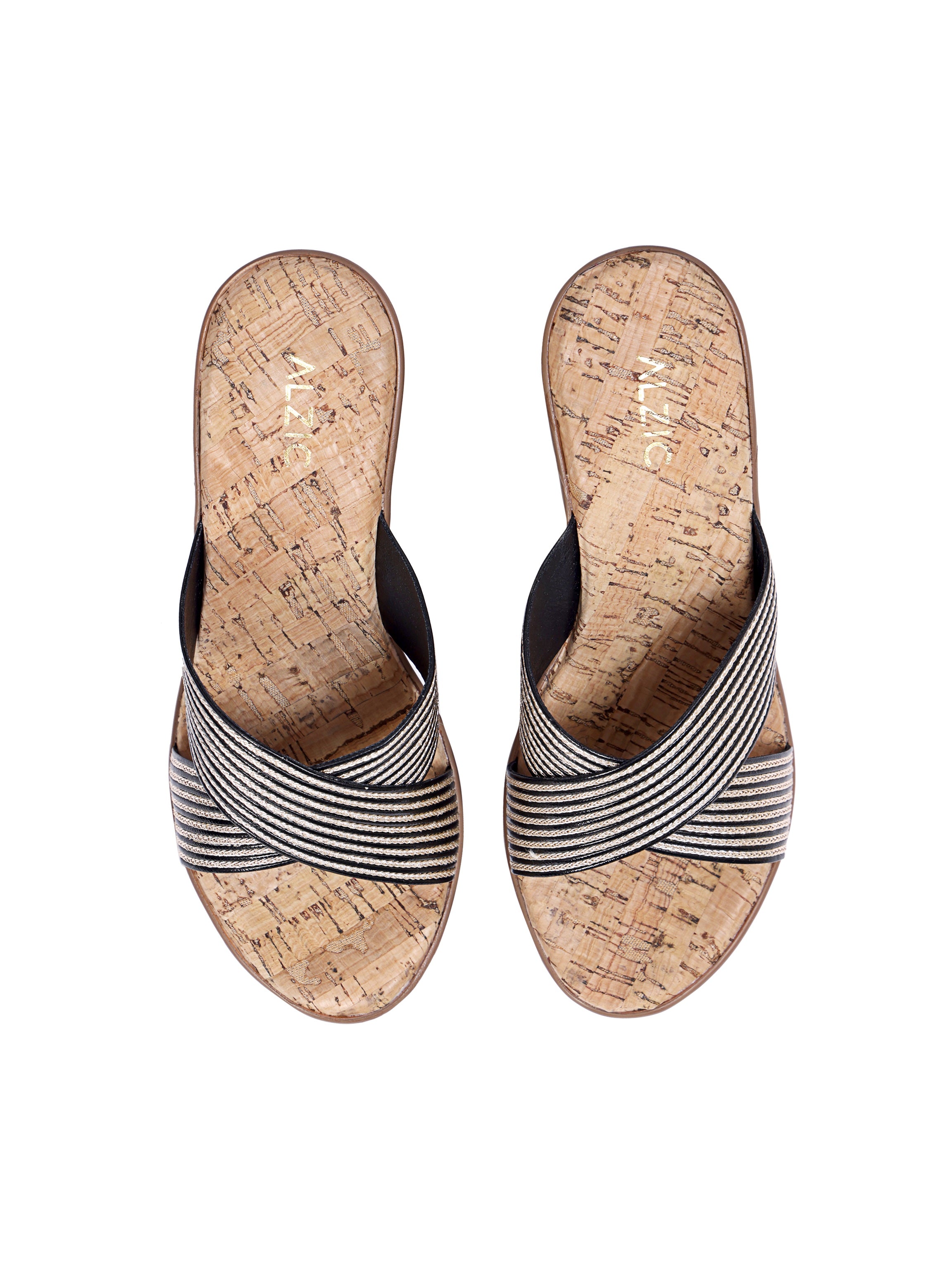 Black Comfort Cross Wedge Sandals