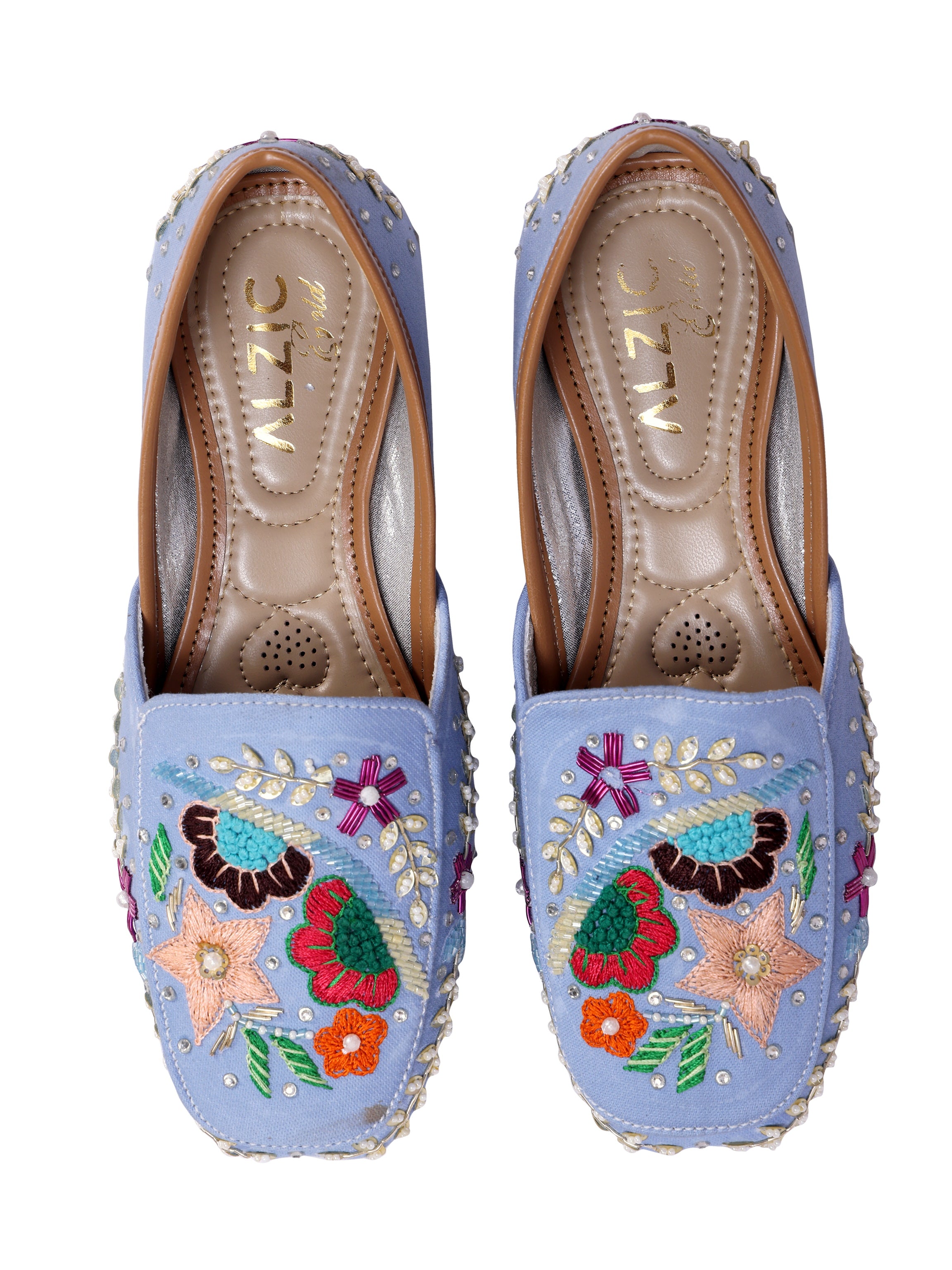 Noor Sky Blue Handcrafted Juttis