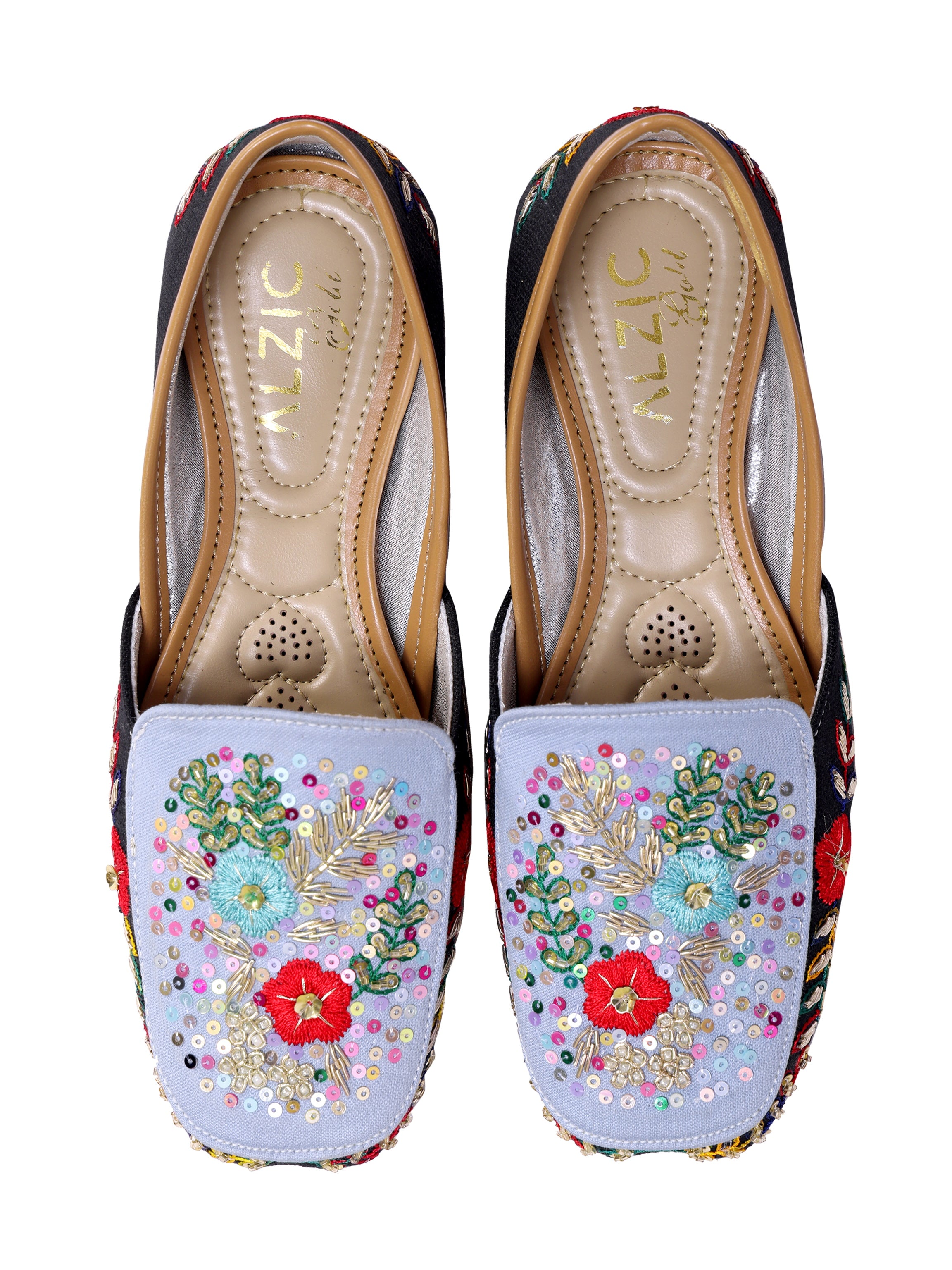 Gulbahaar Black Floral Hand-Embroidered Juttis