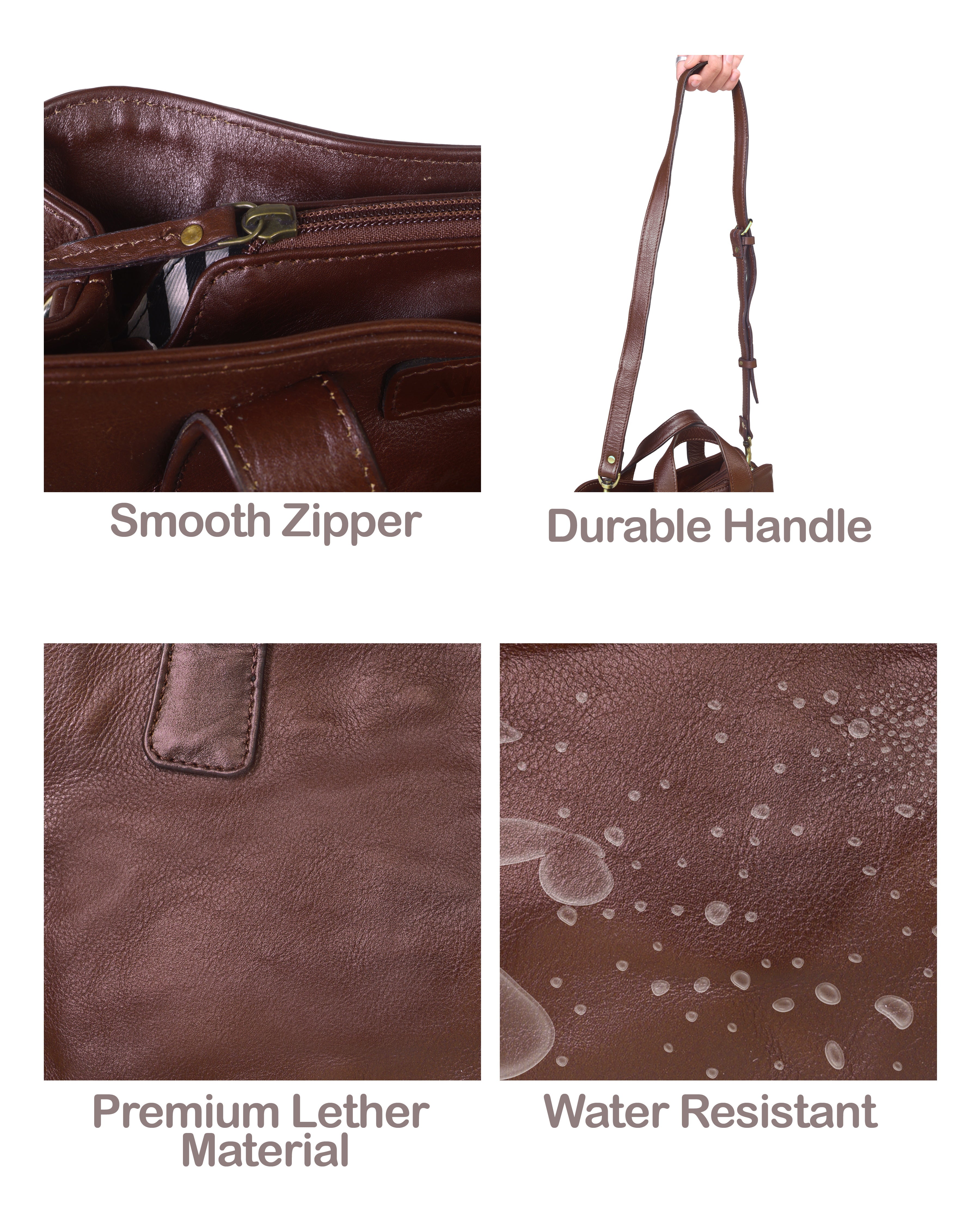 Stylish Brown Leather Crossbody Handbag for Women