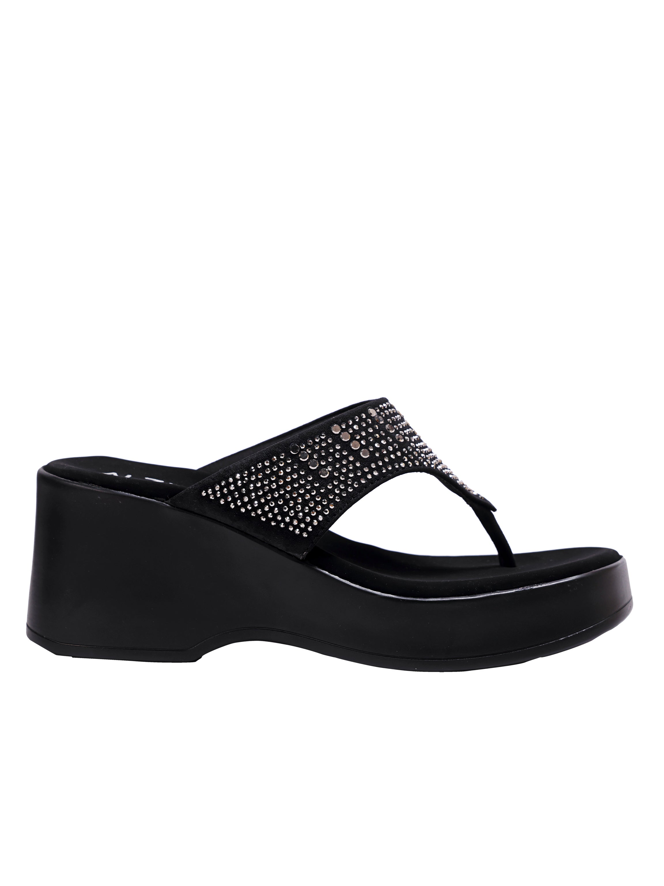Midnight Sparkle Wedge Toe Ring Sandals