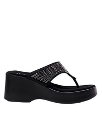 Midnight Sparkle Wedge Toe Ring Sandals