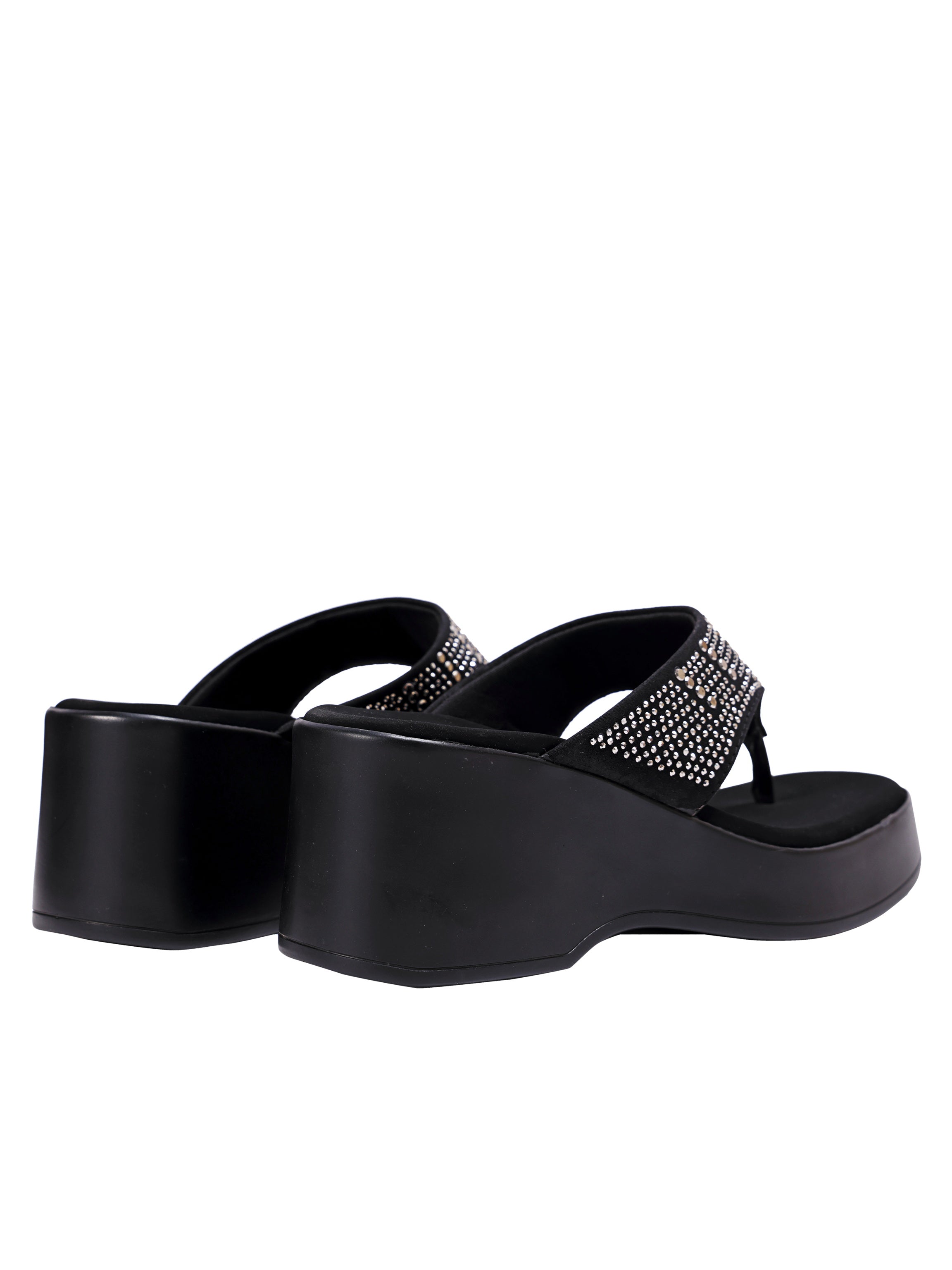 Midnight Sparkle Wedge Toe Ring Sandals