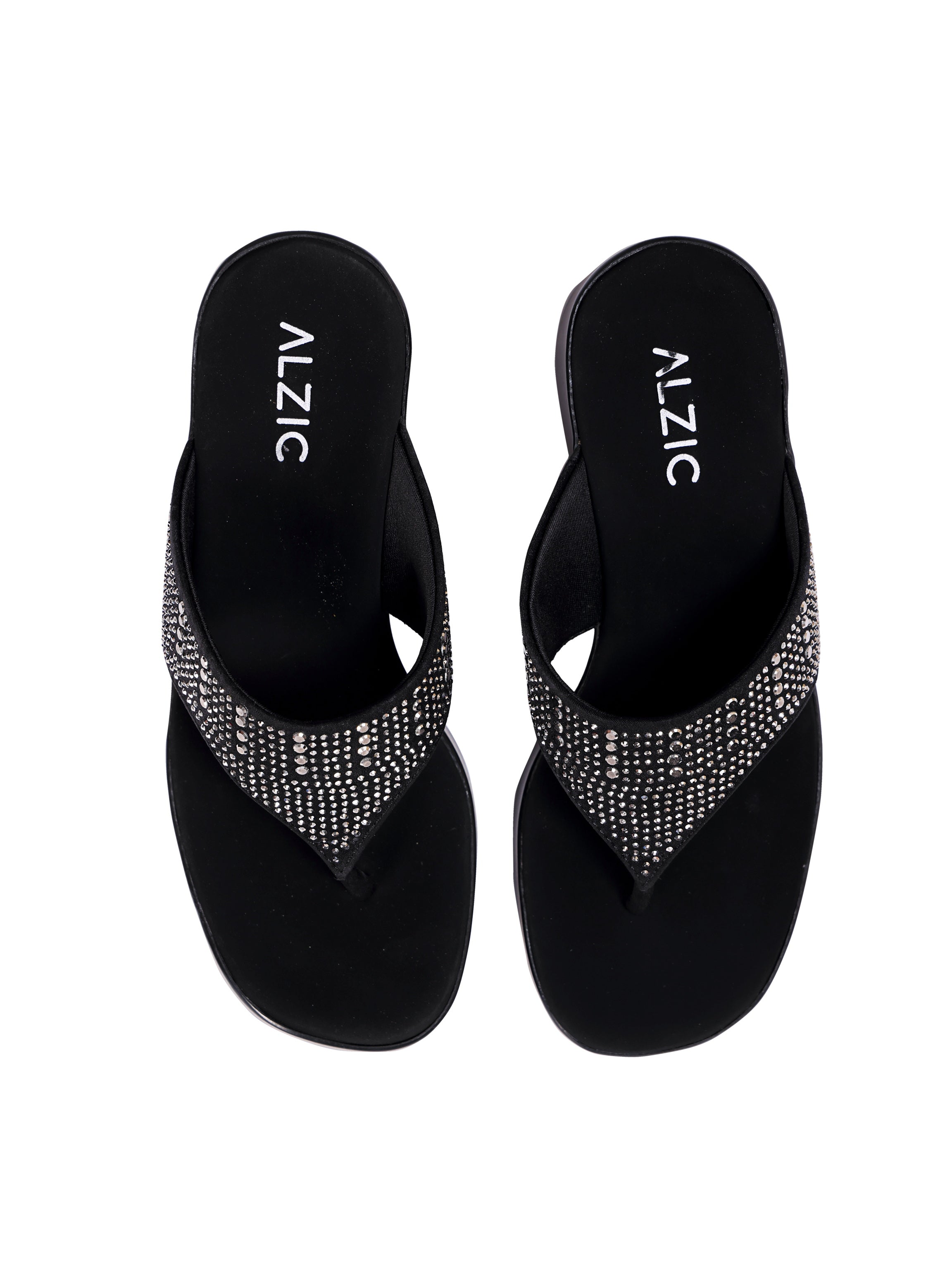 Midnight Sparkle Wedge Toe Ring Sandals