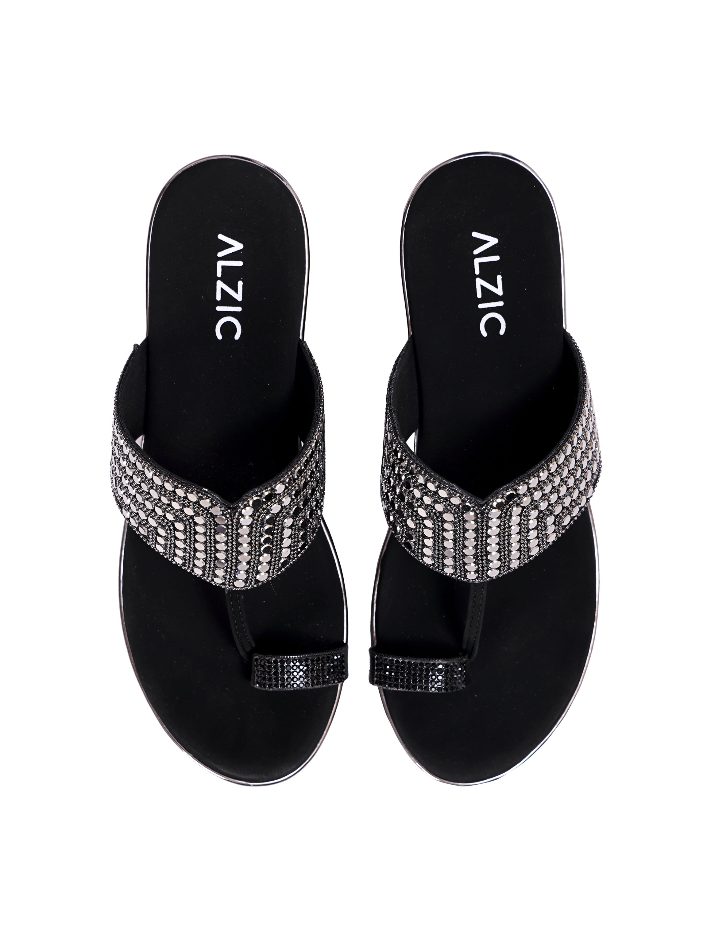 Midnight Sparkle Comfort Wedge Sandals for Womens