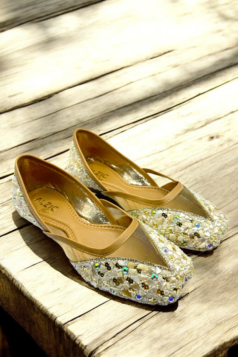 Mojidi Pearl Elegance Embellished Juttis