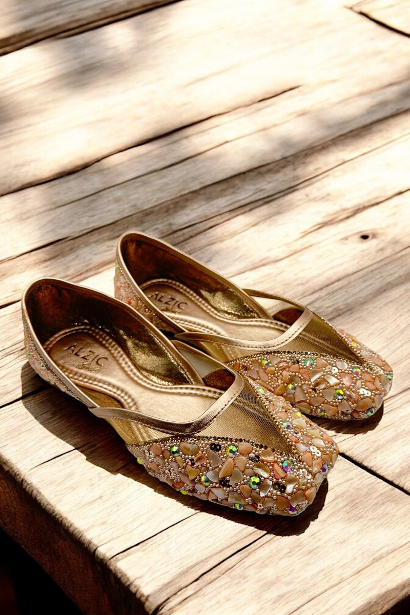 MojidiPearl Elegance Embellished Juttis