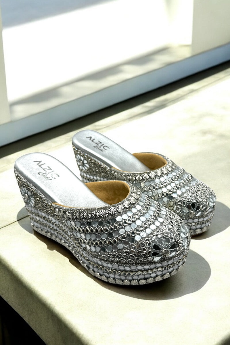 Royal Sparkle Embellished Wedges