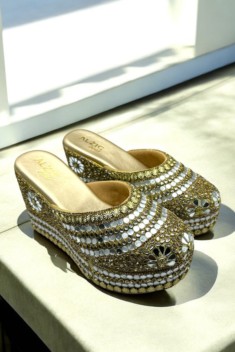 Royal Sparkle Embellished Wedges