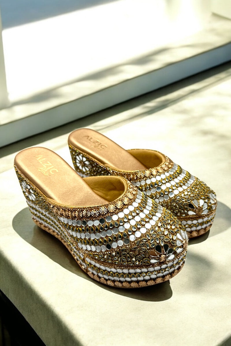 Royal Sparkle Embellished Wedges