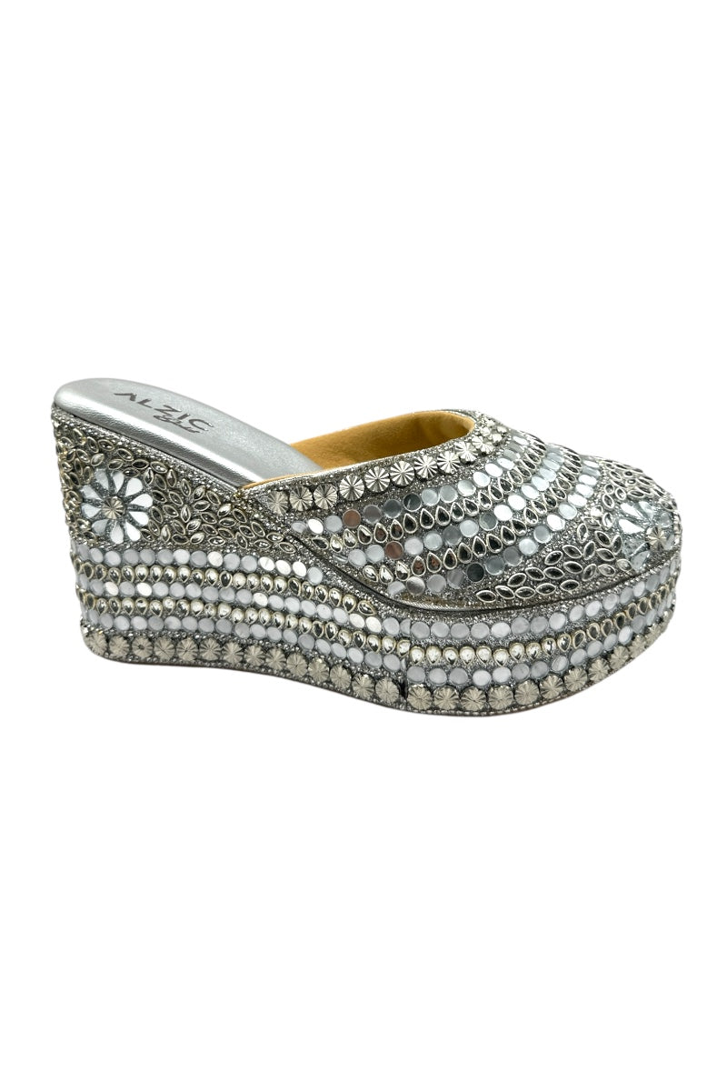 Royal Sparkle Embellished Wedges