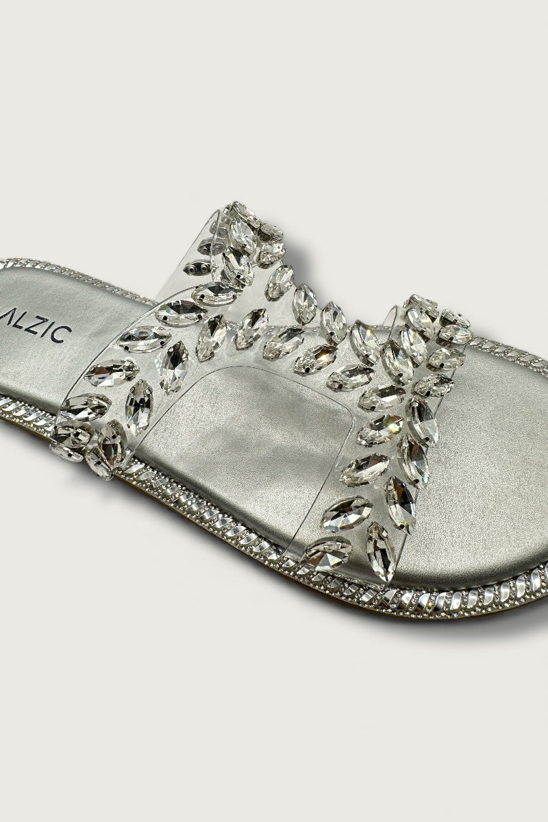 Women’s Silver Embellished Slip-On Flats