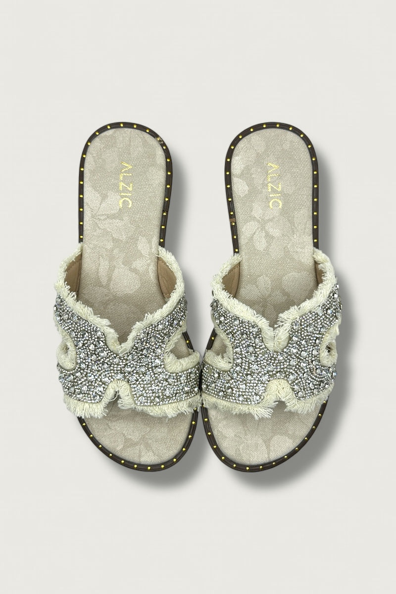 Aura Beige Denim Flats