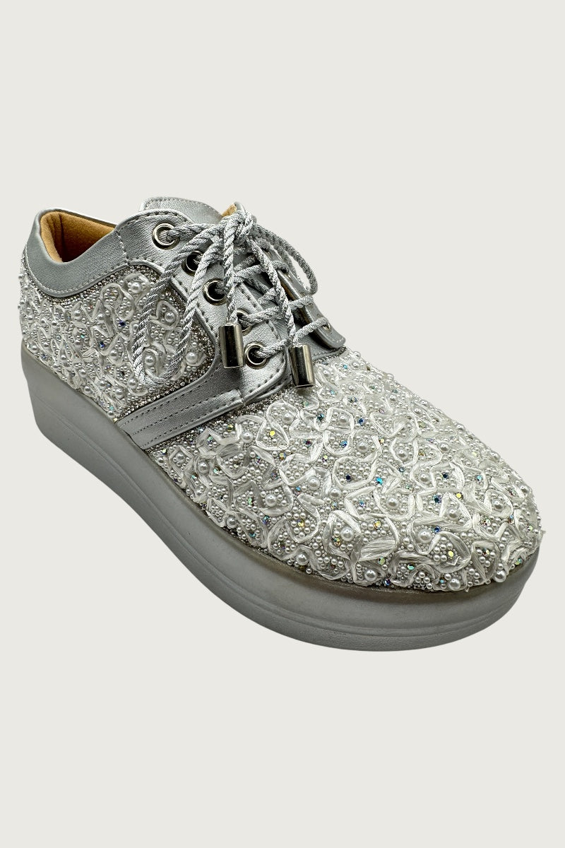 Royal Pearl Embellished Sneakers