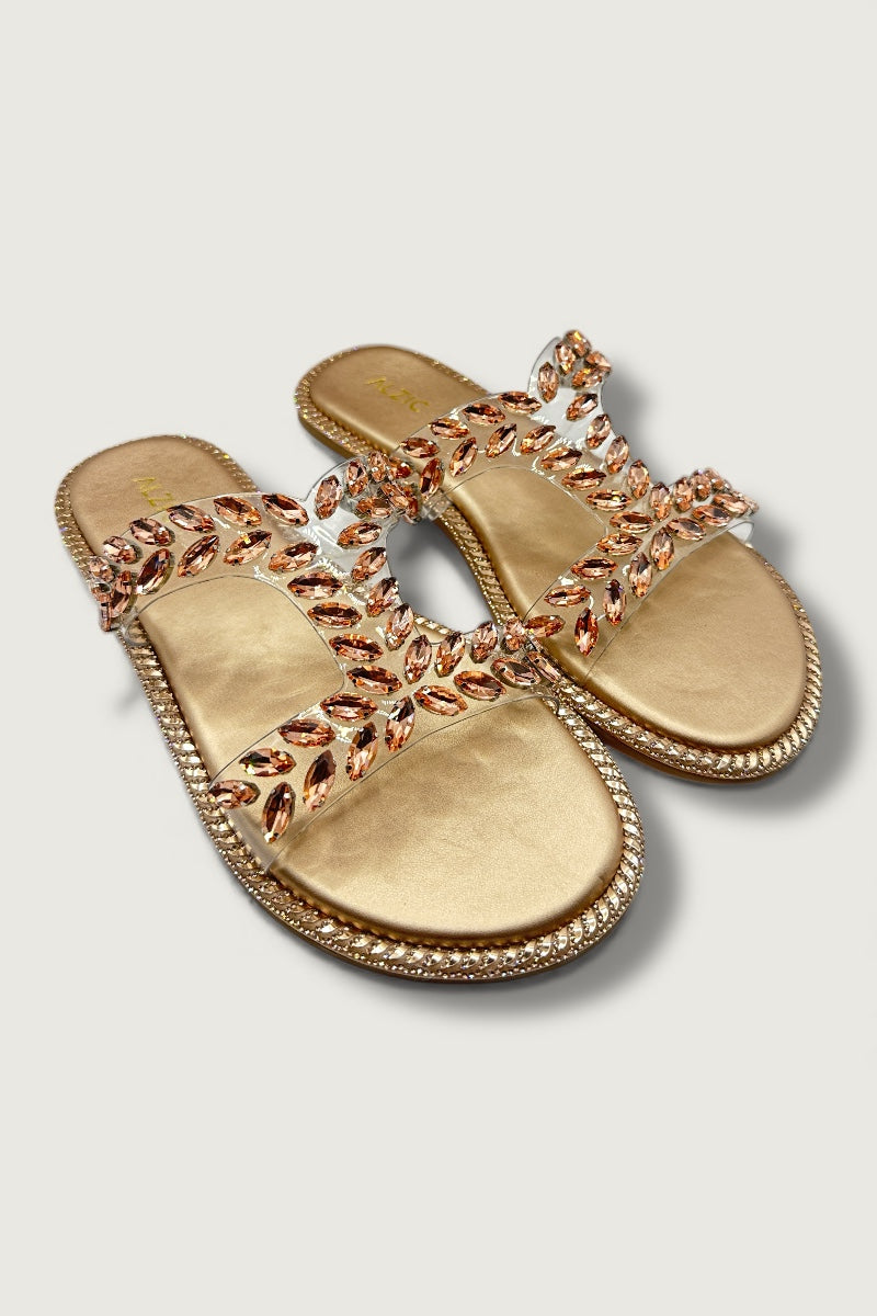 Women’s Rose Gold Embellished Slip-On Flats