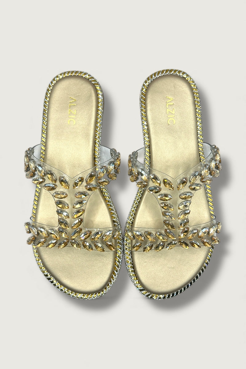 Women’s Golden Embellished Slip-On Flats