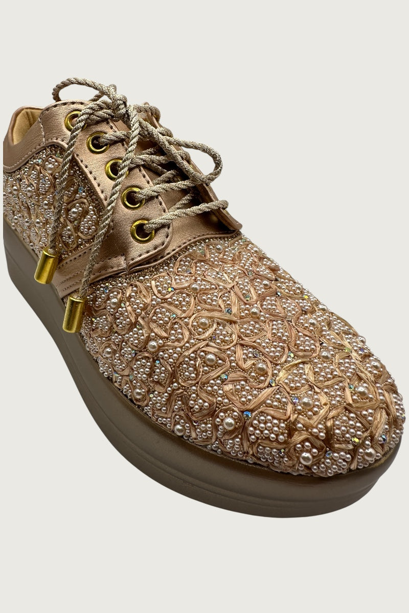 Royal Pearl Embellished Sneakers