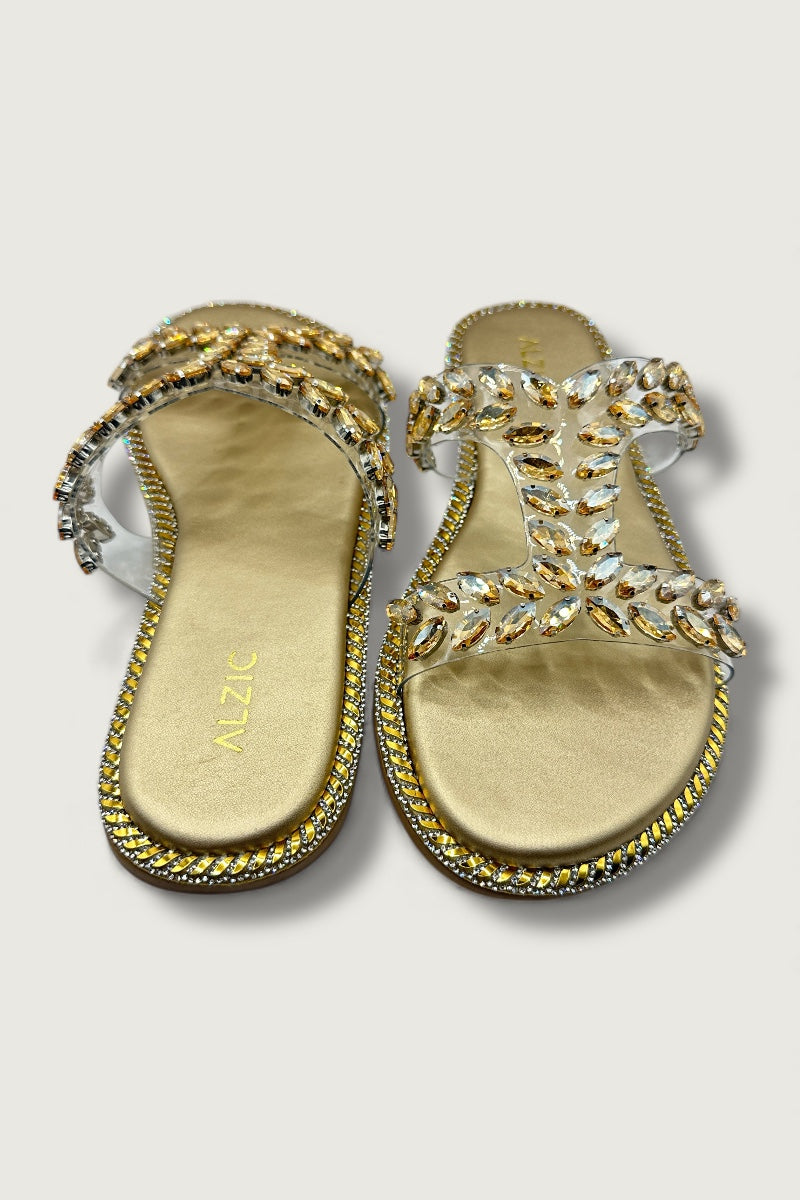 Women’s Golden Embellished Slip-On Flats