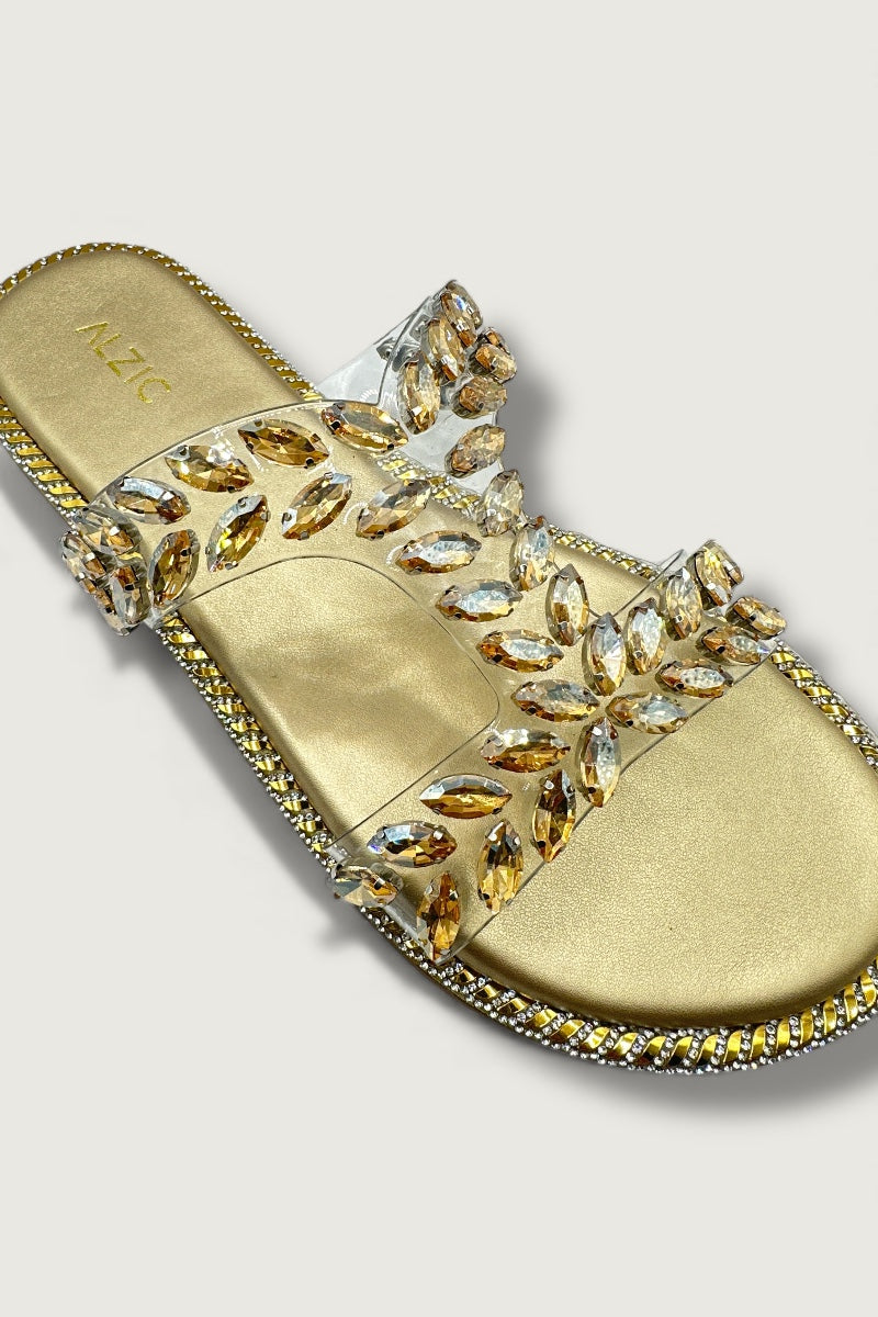 Women’s Golden Embellished Slip-On Flats