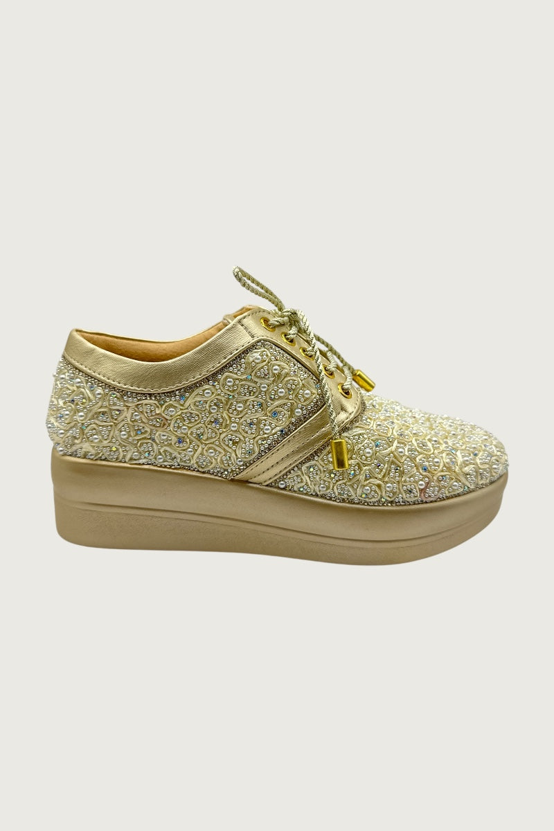 Royal Pearl Embellished Sneakers
