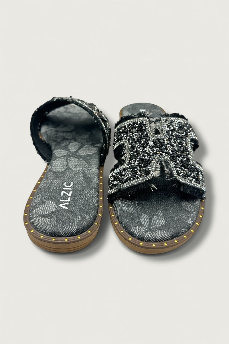 Midnight Glam Denim Flats